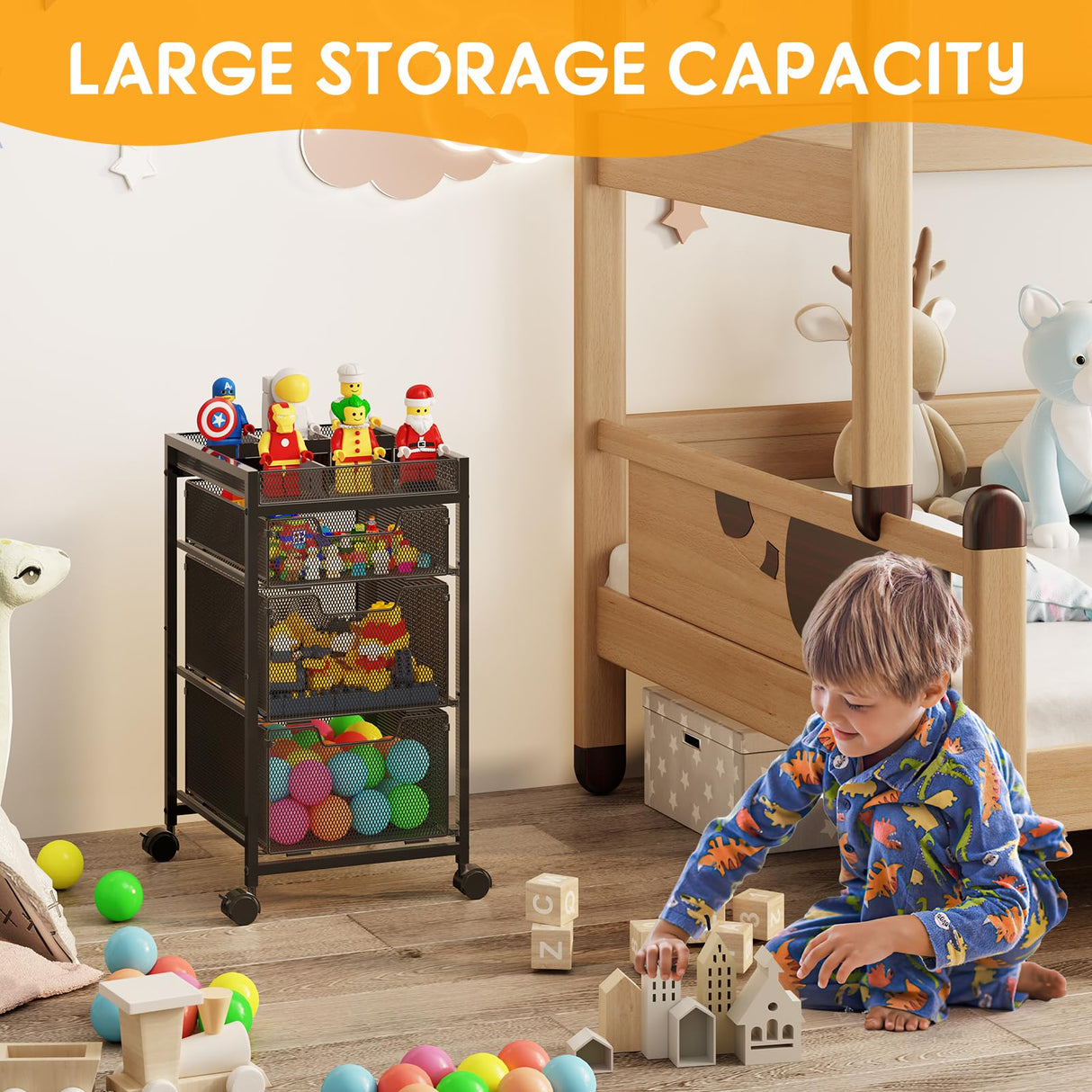 Rolling Utility Cart with 3 Drawers, Craft Organizer and Storage with DIY Divider, Lockable Wheels, Multi-Functional Storage for Art Supplies, Store for Brushes & Paints & Artifacts Small Parts Hayexiha