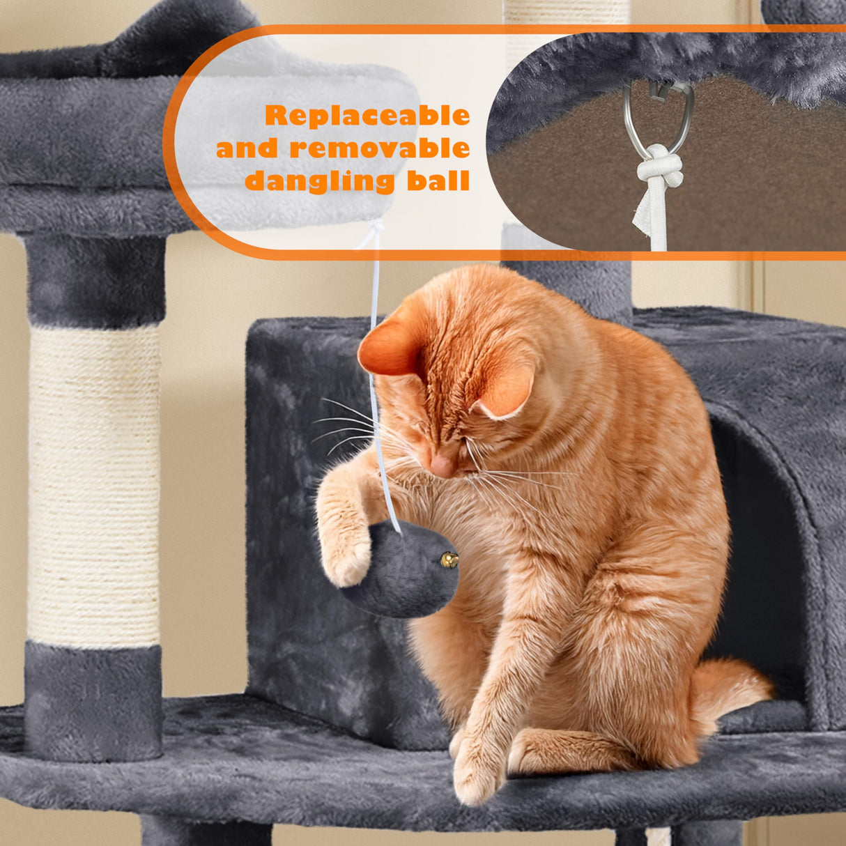 Yaheetech 62.2inches Cat Tree Cat Tower Cat Condo with Platform & Hammock, Scratching Posts for Kittens Pet Play House with Plush Perch for Indoor Activity Relaxing Yaheetech