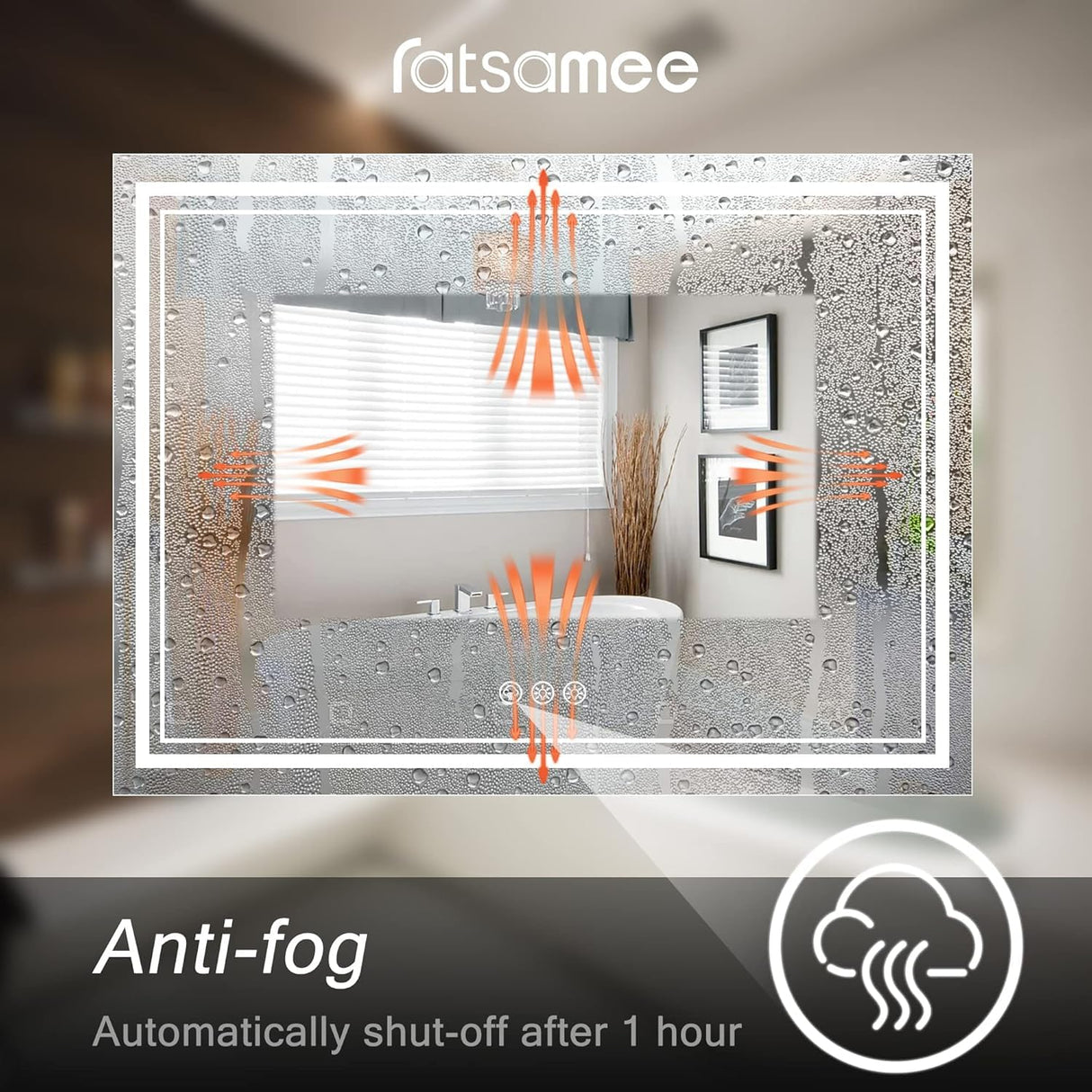 Ratsamee 60x40 Inch Led Mirror for Bathroom with Front Light and Backlit, Dimmable Anti Fog Wall Bathroom Mirror with Led Lights, Water Proof, Decor Vanity Mirror Ratsamee