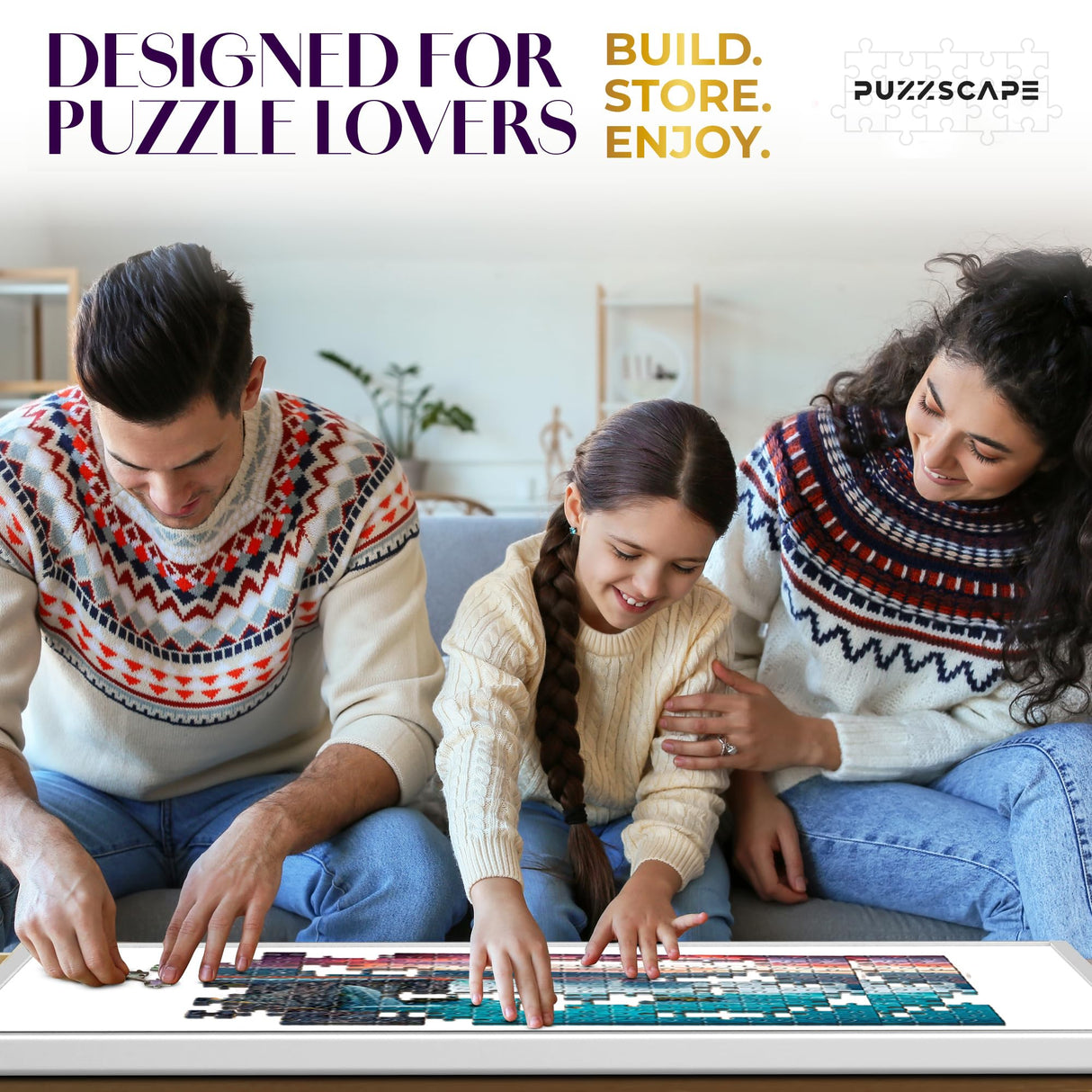 1500 Piece Aluminum Jigsaw Puzzle Board - 360° Rotating Jigsaw Puzzle Table with Drawers | 35” X 28” Portable & Dual Sided Board | Plastic Cover Included - Puzzles Tables for Adults PUZZSCAPE