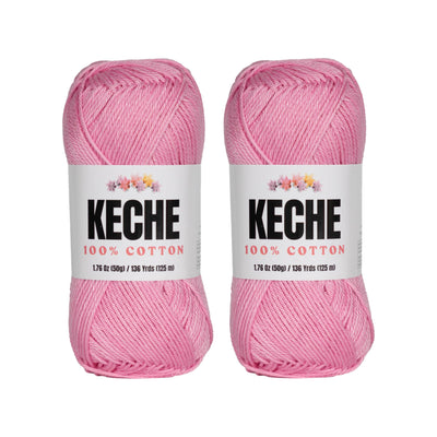Cotton Yarn - 100% Cotton Yarn for Crocheting and Knitting, Mercerized Cotton Amigurumi Yarn Fine-Sport 2 1.76 oz (50g) / 136 Yrds (125 m) 2 Skeins - Baby Pink