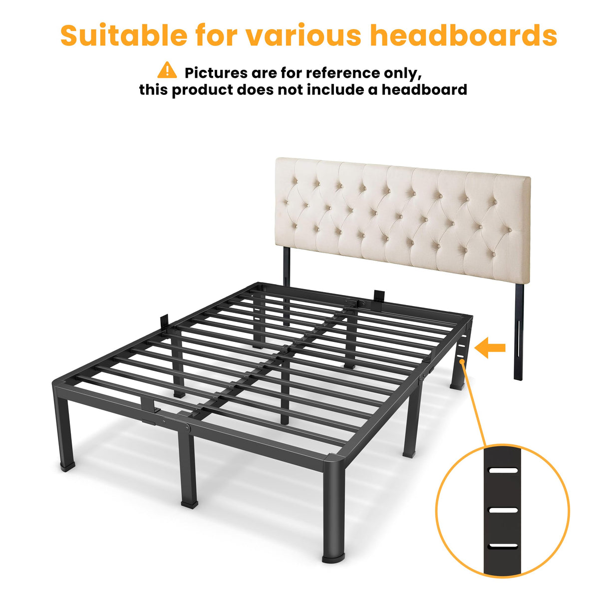 Superay 20 Inch Queen Size Metal Platform Bed Frame with Round Corners, Storage Space Under High Bed Frame-Heavy Duty Steel Slats Support, Noise Free - Easy Assembly - No Box Spring Needed Superay