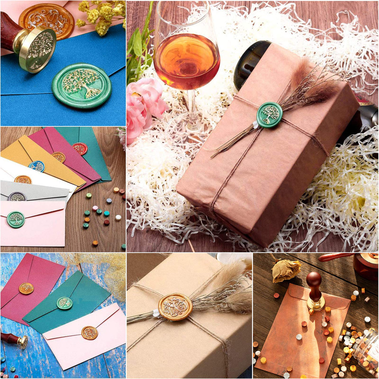 ZYNERY Sealing Wax Kits, 643pcs Wax Seal Beads with Gift Box, Wax Seal Stamp, Melting Furnace, Melting Spoon, Envelopes/Tealight Candles/Wax Stamp/Metallic Pen for Envelope Stam ZYNERY