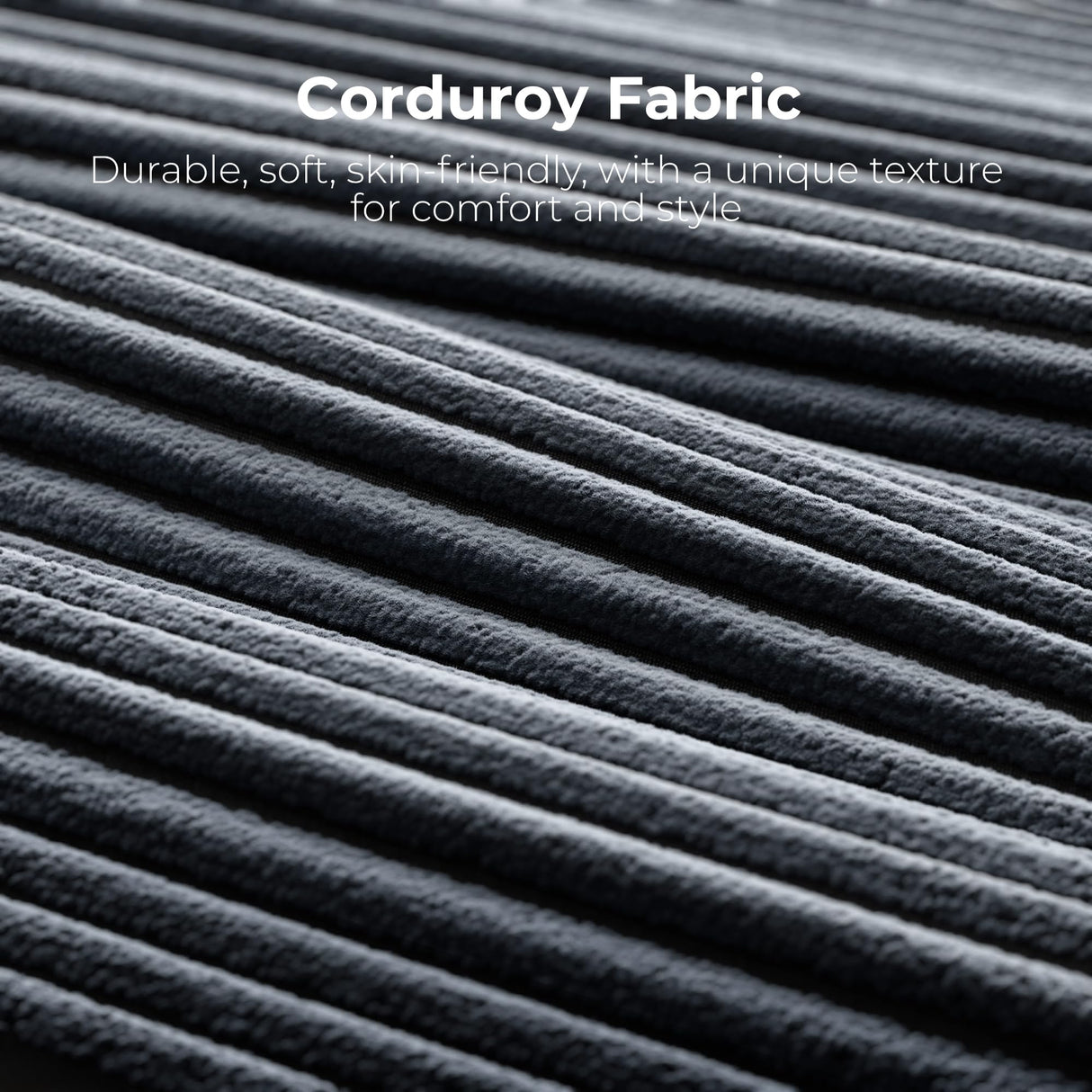 LIKIMIO 118" L-Shaped Modular Sectional Sofa for Living Room, Oversized 3-Seater Couch with Deep Seat, Movable Ottoman, No Assembly Needed, DIY Combination, Corduroy Upholstery, Dark Grey LIKIMIO