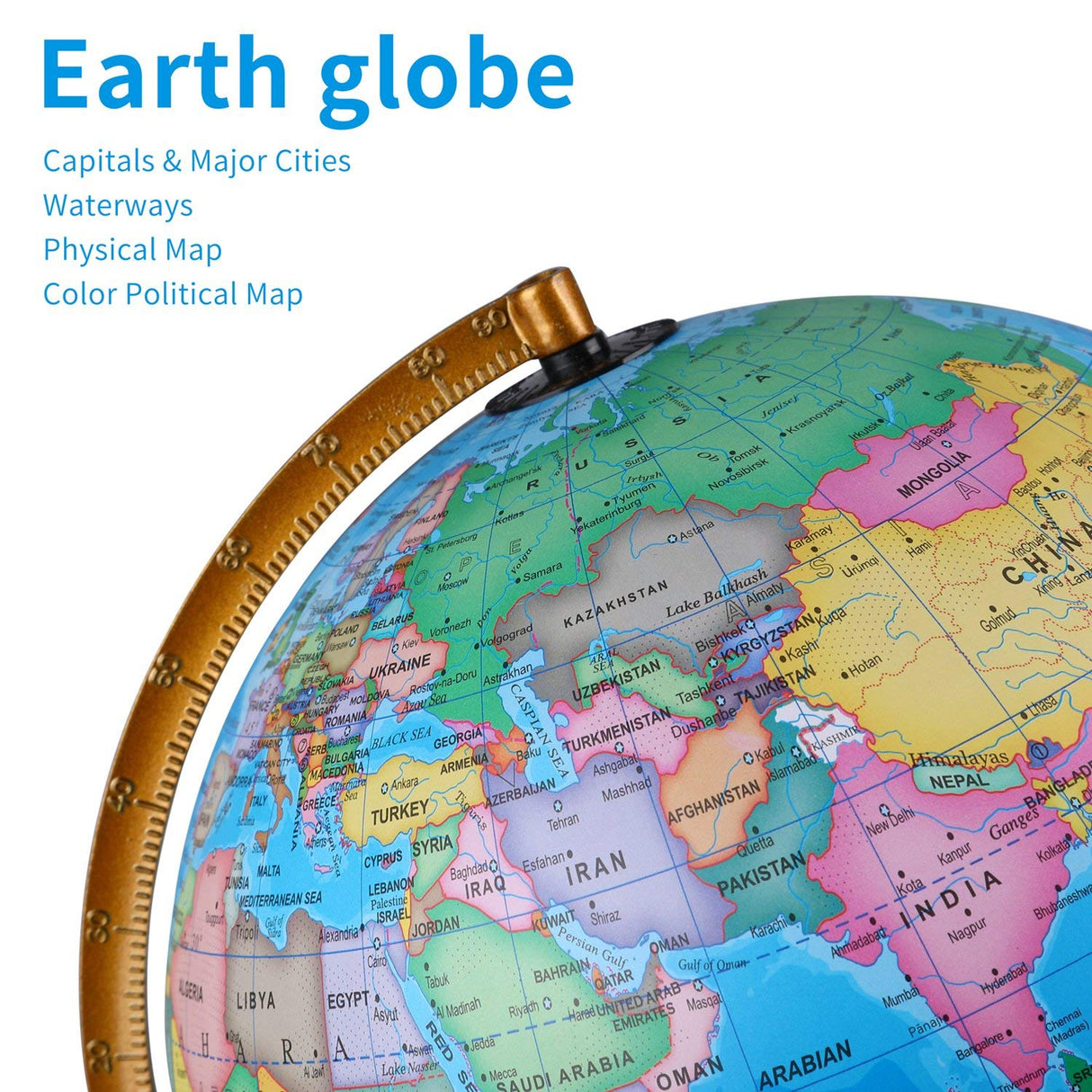 TTKTK Illuminated World Globe for Kids & Adults All Ages with Wooden Stand 7 in 1- Night View Stars Map Constellation Globe with Detailed Colorful World,Built-in LED Bulb, Educational Gift TTKTK