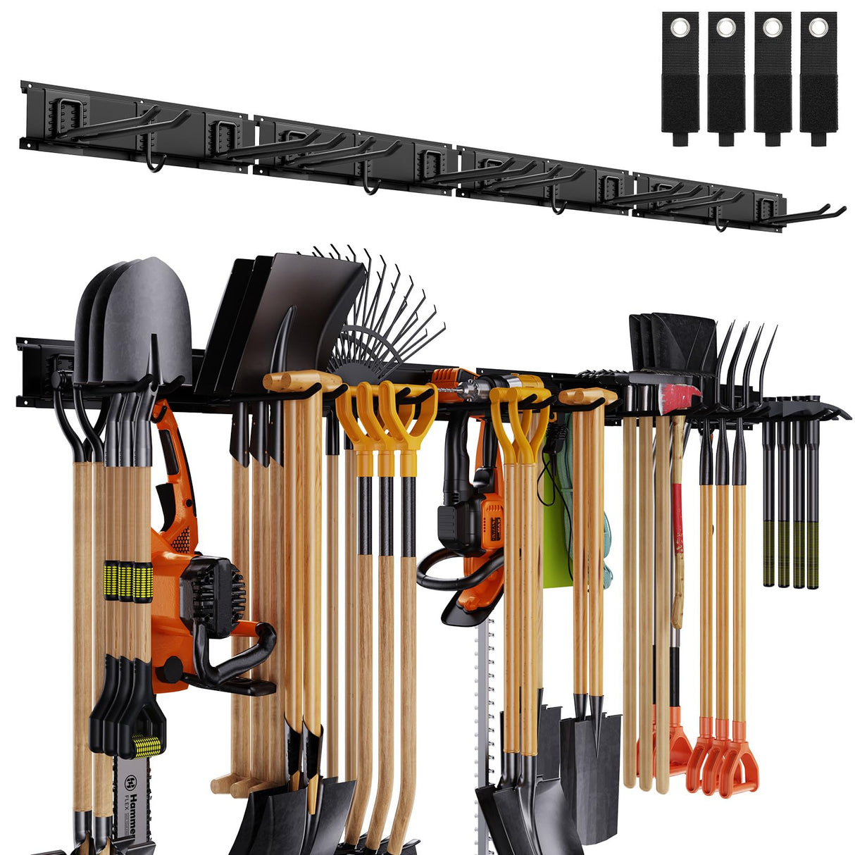 Gatsowm Garage Tool Organizer Wall Mounted, 64 Inches Adjustable Garden Tool Organizer Rack, 20 Pcs Heavy Duty Yard Tool Organizer Hold Up to 900lbs Gatsowm