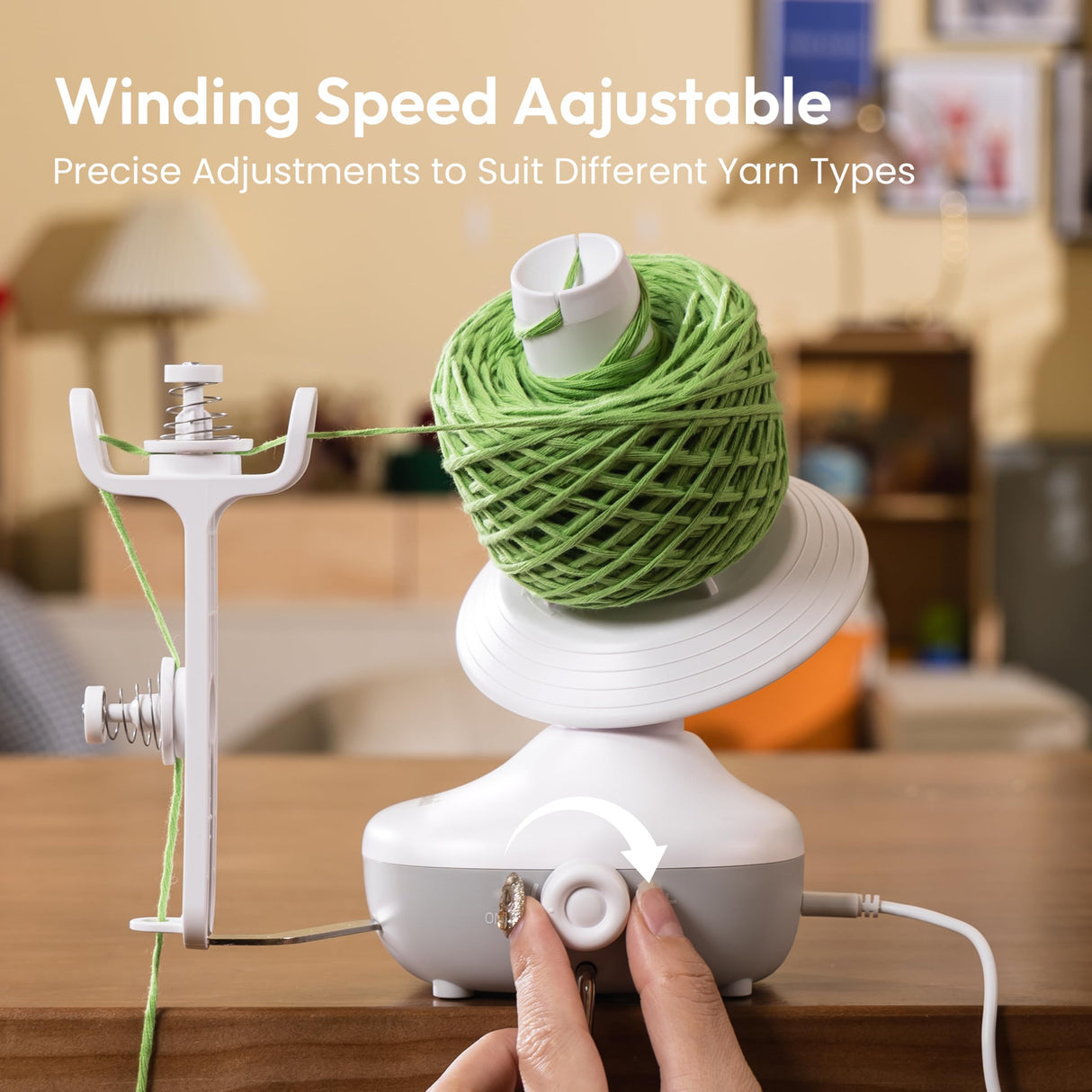 Etcokei Yarn Winder, Electric Yarn Ball Winder for Crocheting, Compact Yarn Cake Winder with Strong Tension Stepless Speed, Automatic Yarn Spinner Wool Winder, Ideal Helper for Knitting Lovers(White) Etcokei