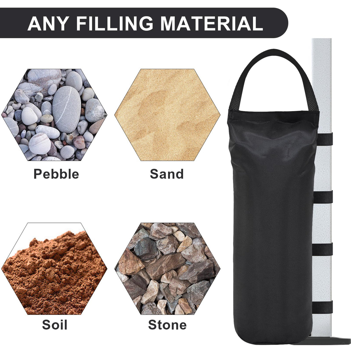 Eurmax USA Weight Capacity 112 LBS Extra Large Pop up Gazebos Weights Sand Bags for Pop up Canopy Tent Pergola Outdoor Instant Canopies, 4-Pack,Black (Without Sand) Dark Black Eurmax