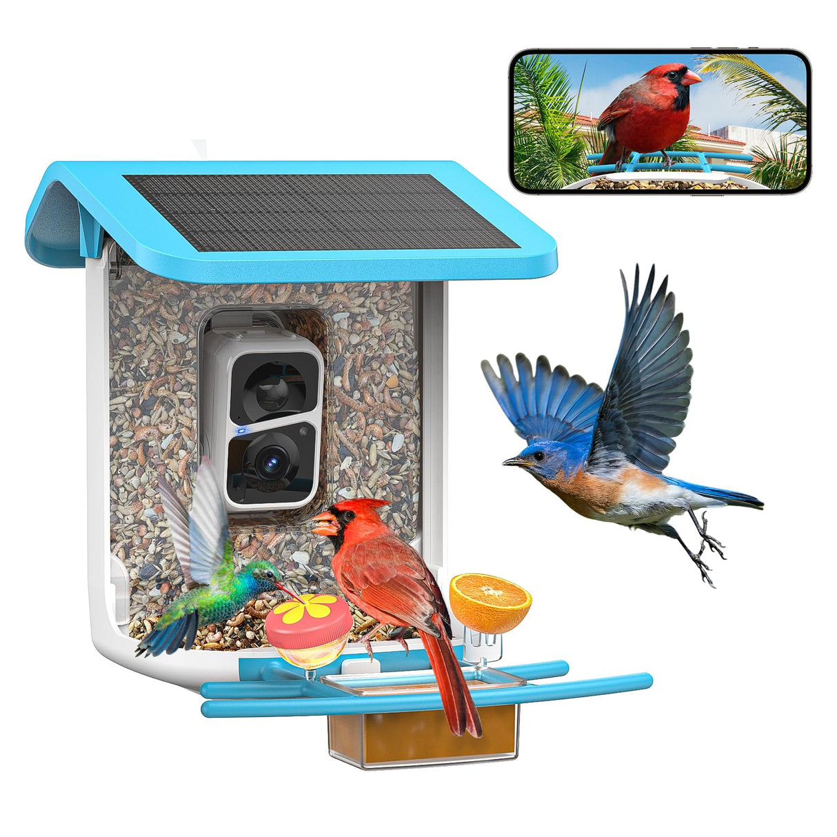 SMONET Bird Feeder with Camera B300: Smart Birdhouse Camera AI Recognition Solar Powered,Outdoor Wireless WiFi Birdfeeder Watching Live Video,Funny Birthday Gifts for Mom Mother Grandma Daughter SMONET
