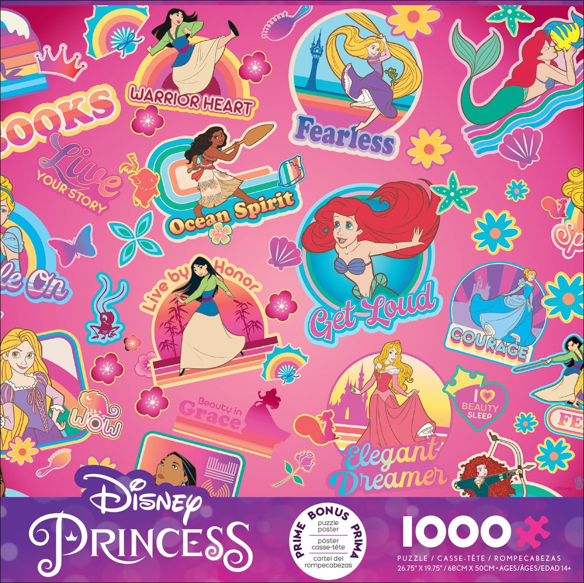 Ceaco - Disney - Princess Sticker Collage - 1000 Piece Jigsaw Puzzle for Adults Challenging Puzzle Perfect for Game Nights - Finished Puzzle Size is 26.75 x 19.75 Buffalo Games