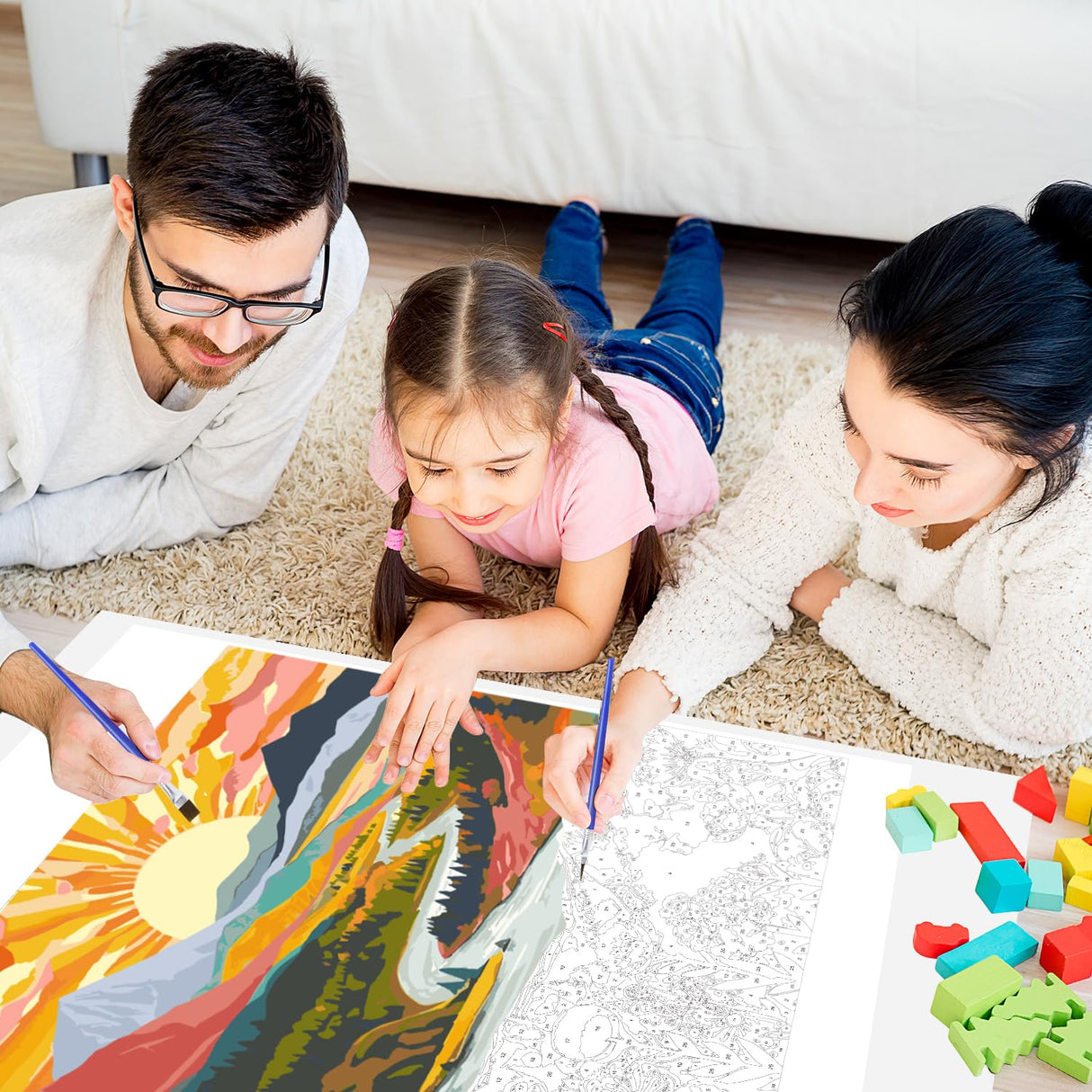 NPCSWXQ Paint by Numbers Kit for Adults Beginners, Sunrise Mountains and Rivers Landscape Painting Crafts Number Art Paint Kits for Home Wall Bedroom Study or Office Decor Gift 16x20Inch NPCSWXQ