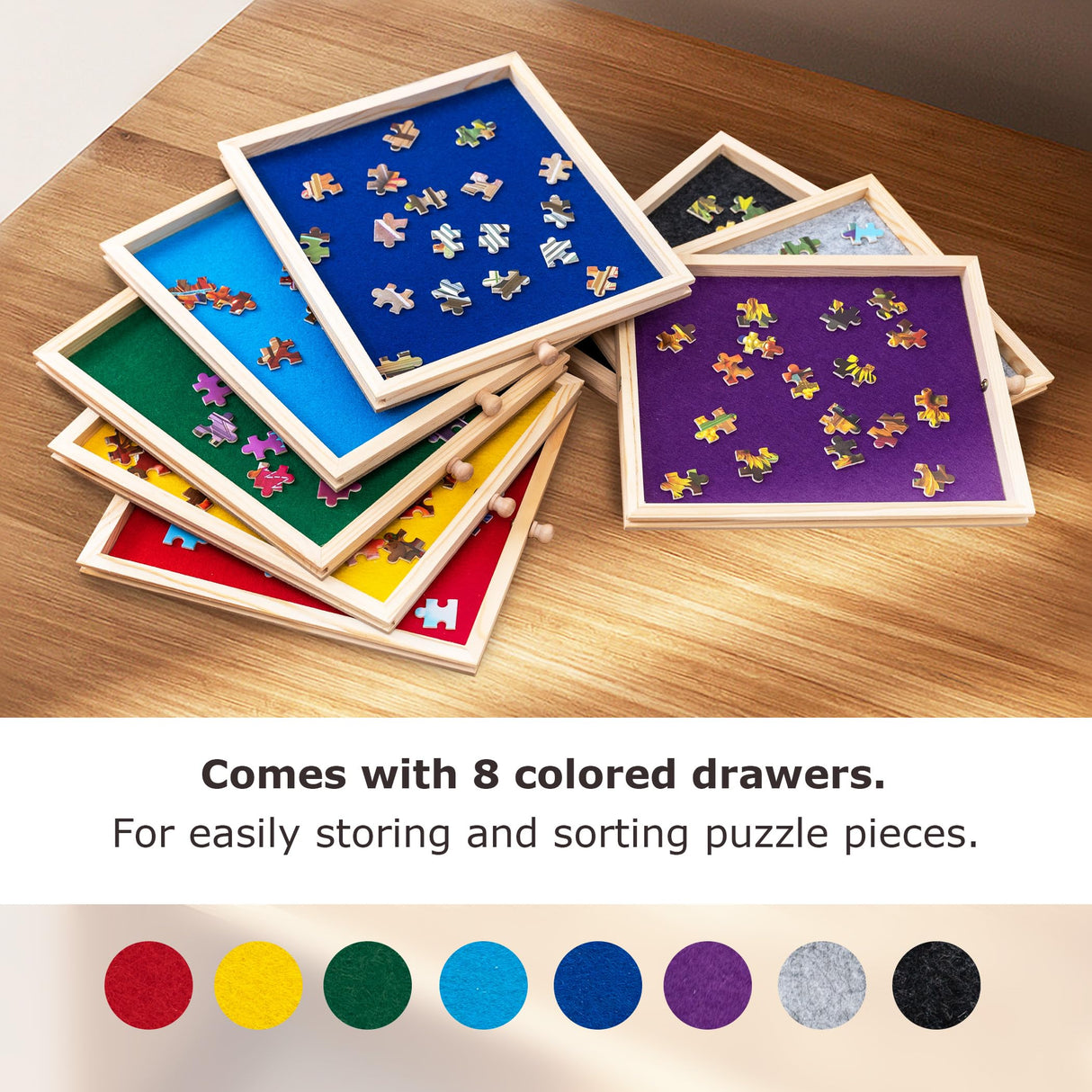 Tektalk 2000 Piece Foldable Puzzle Board with 8 Sorting Trays/Drawers, Jigsaw Puzzle Table with Cover, Storing for 2000, 1500, 1000, 500 Jigsaw Puzzle Pieces Tektalk