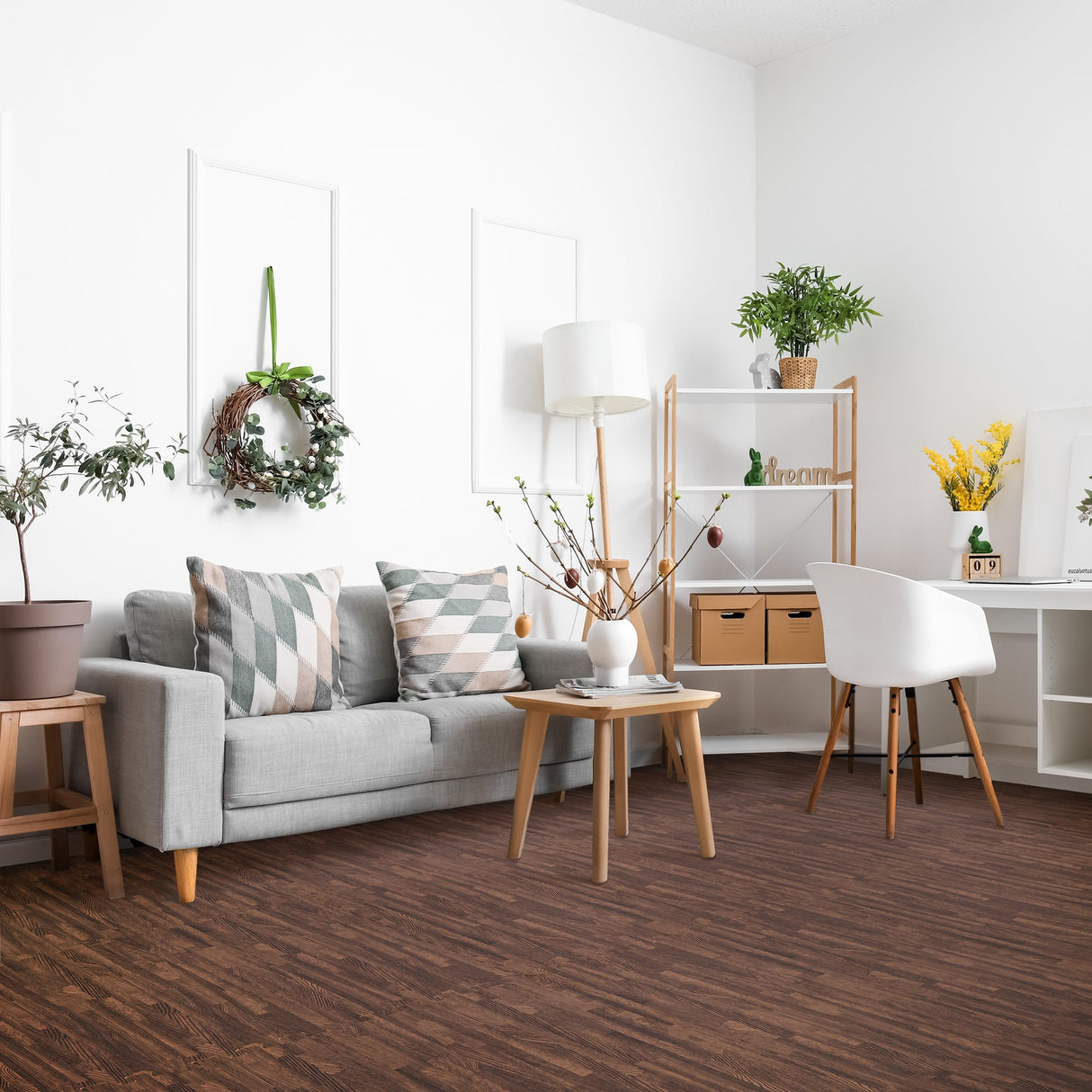 Sorbus 96 Sq. Ft. Wood Grain Floor Tiles Foam Mat EVA Interlocking Mats Tile 3/8-Inch Thick Flooring Wood Puzzle Exercise Mats w/Borders - Home Playroom Basement, Apartment, Trade Show, Baby, Dance Sorbus