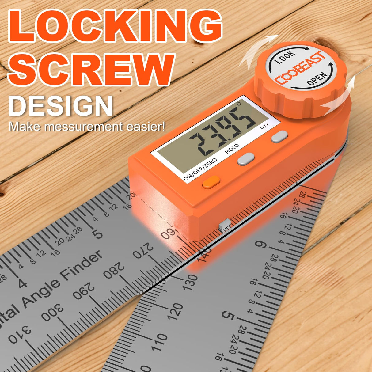 Coobeast Digital Angle Finder Ruler, Digital Angle Finder with 7 Inch/200 mm, Stainless Steel Digital Protractor for Woodworking, Construction, Architects & DIY Portable Digital Goniometer with Case coobeast