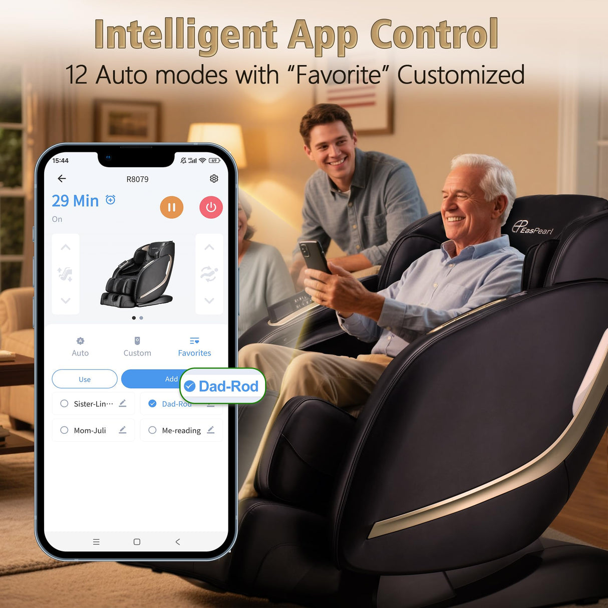 EASPEARL 2025 Massage Chair Full Body,SL-Track Zero Gravity Massage with Heat,APP Control,Airbags,Bluetooth Speaker,12 Auto Modes,3-Row Foot Rollers,Body Scan(Black) EASPEARL