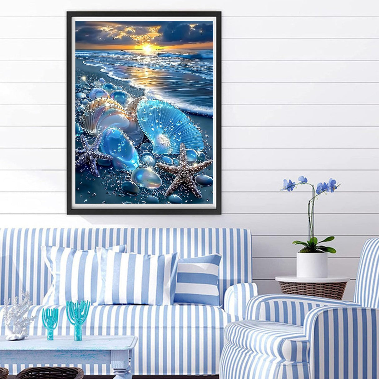 Beach Diamond Painting Kits for Adults - Beach Diamond Art for Adult, Seashell Gem Painting Crafts Kits Gift, DIY 5D Gem Art Seashell Perfect for Home Wall Decor Gifts (16x12 inch) xackcme