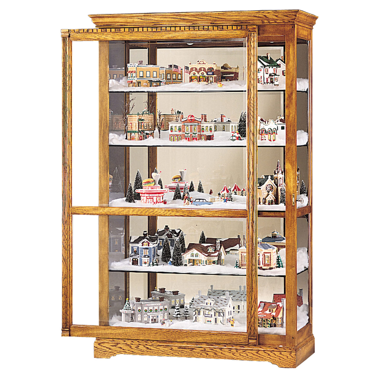 Howard Miller Beutler II Curio Cabinet, Lighted Storage Cabinets with Golden Finish, Adjustable Glass Shelves Vertical Home Decor for Collectibles, Decorative Items, Living Room & Office Howard Miller