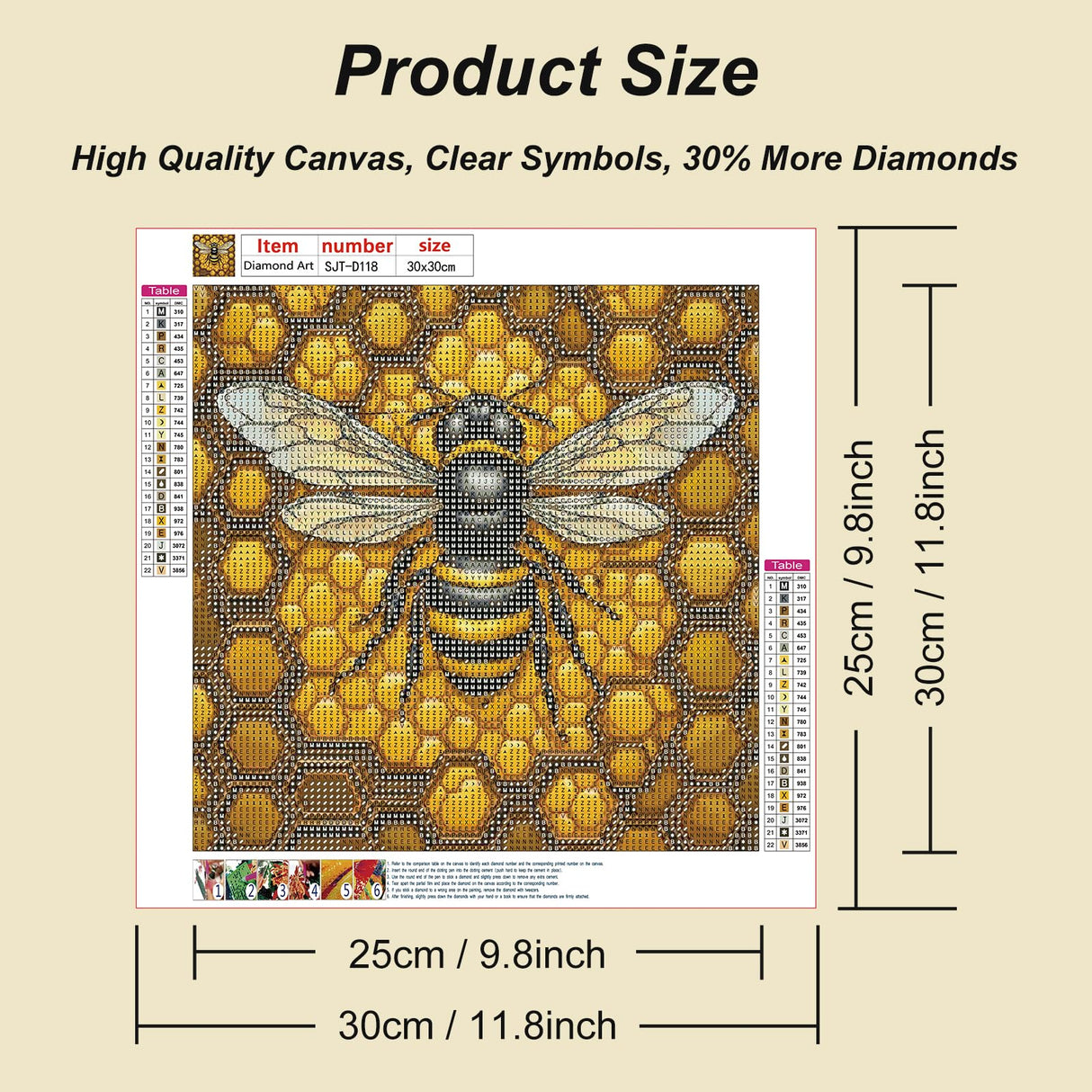 SJUTOUCI Diamond Painting Kits for Adults, Bee Diamond Art Kits for Beginners, 5D DIY Full Drill Gem Craft Art for Home Decor Gift 11.8x11.8 inch, Animal SJUTOUCI