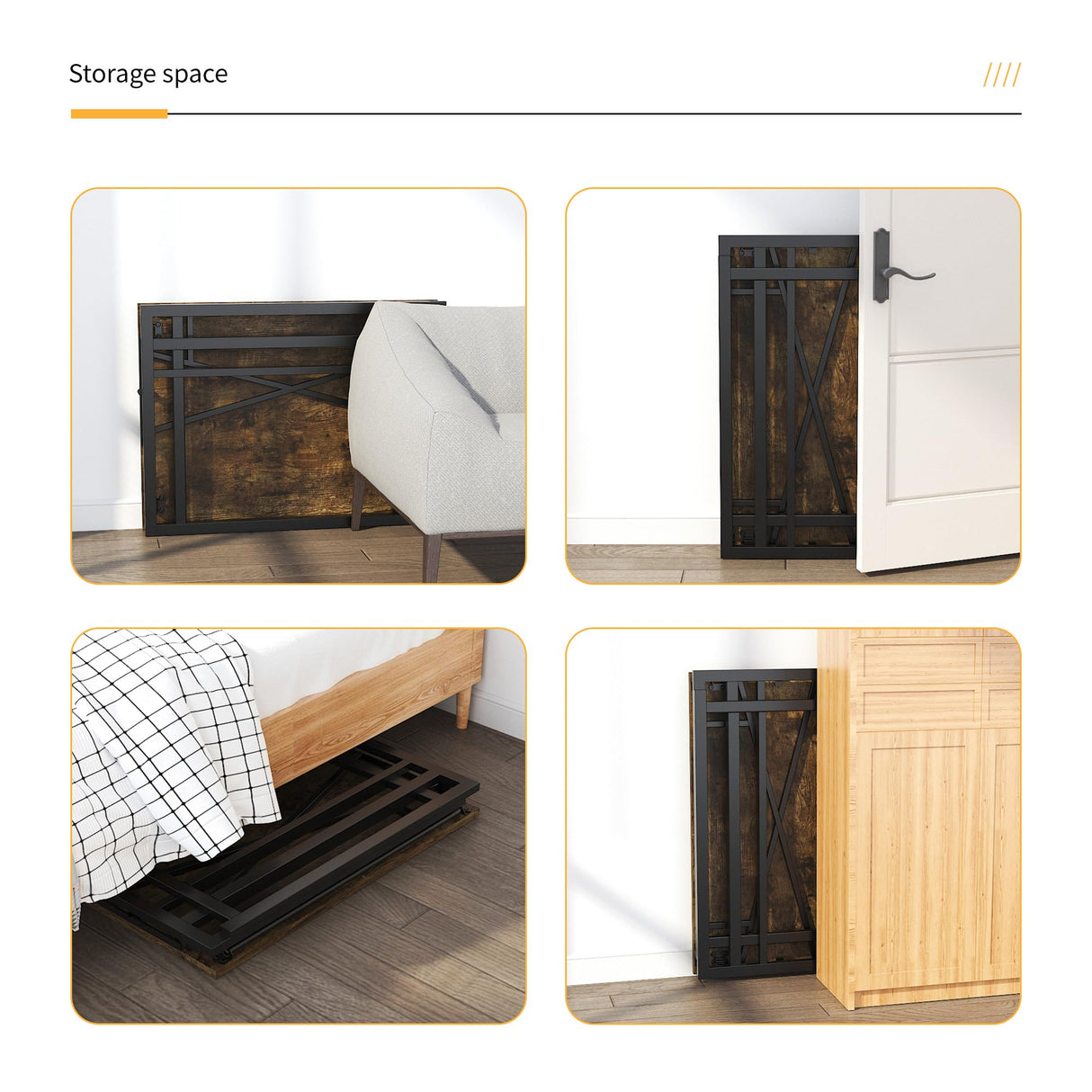 Lutown-Teen 32 inch Small Folding Computer Desk, Writing Gaming Computer Desk for Small Spaces, No Assembly Required Home Office Desk, Rustic Brown Lutown-Teen