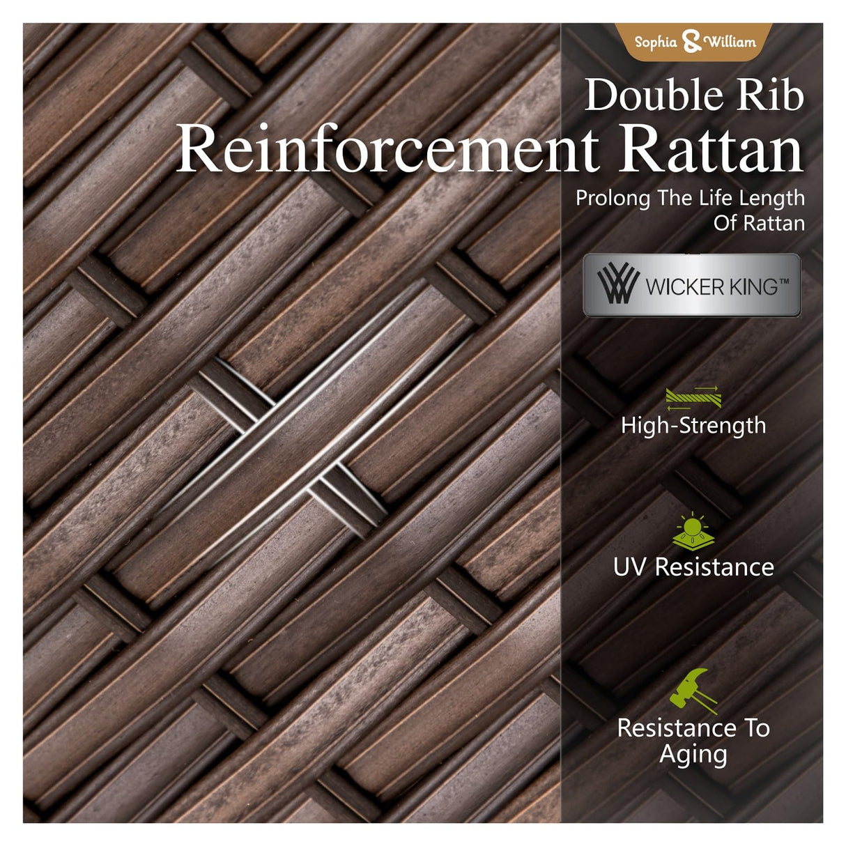 Sophia & William Patio Furniture Set 9 Piece Outdoor Wicker Furniture Sectional Sofa, Extra Large Patio Rattan Conversation Set with Ottoman for Backyard, Deck, Pool(Aqua Blue) Sophia & William