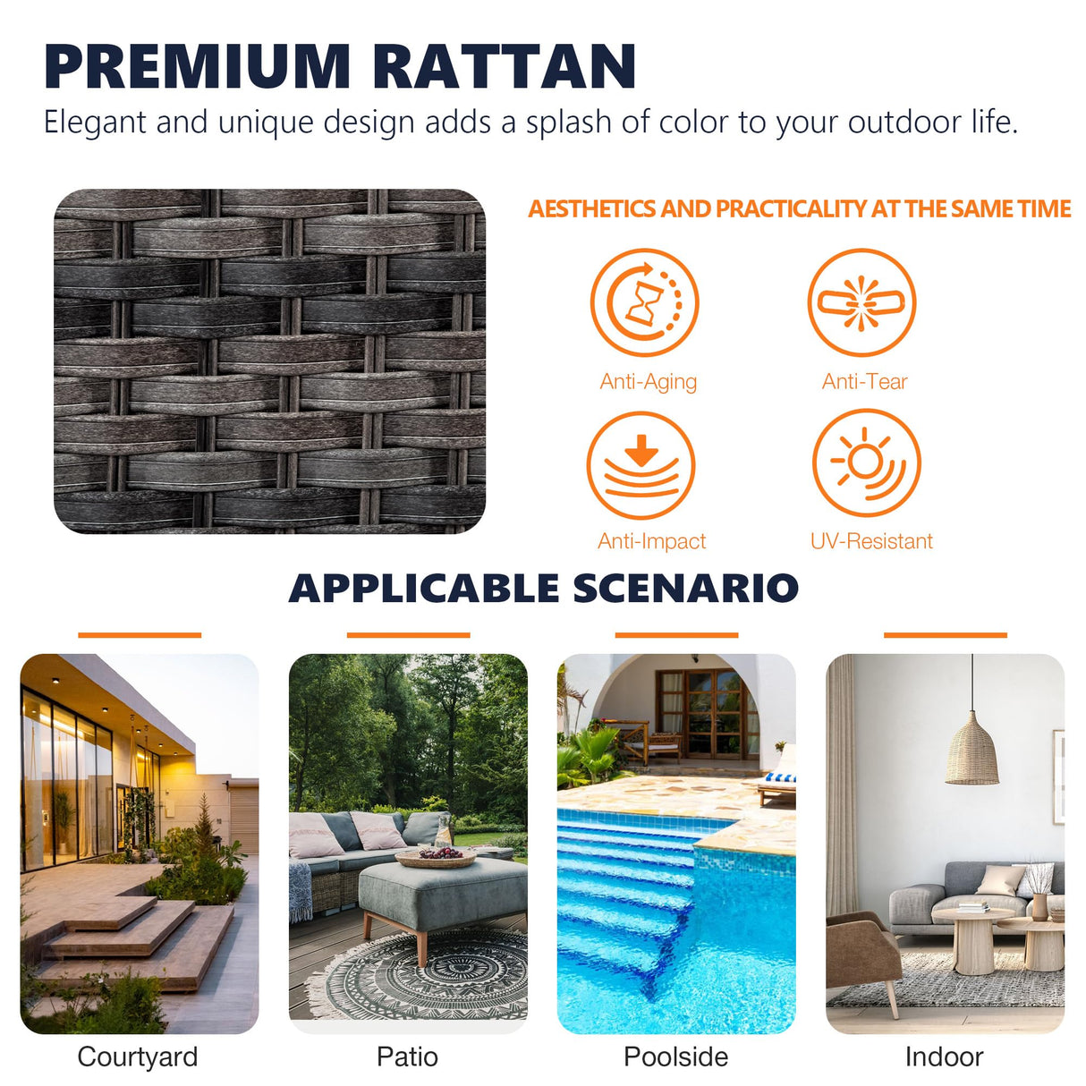 MaxMulti 2 Pieces Patio Ottomans, Outdoor Wicker Footrest Seat with Removable Cushions, Multipurpose Patio Furniture for Outdoor, Backyard and Deck Use (Beige) MaxMulti