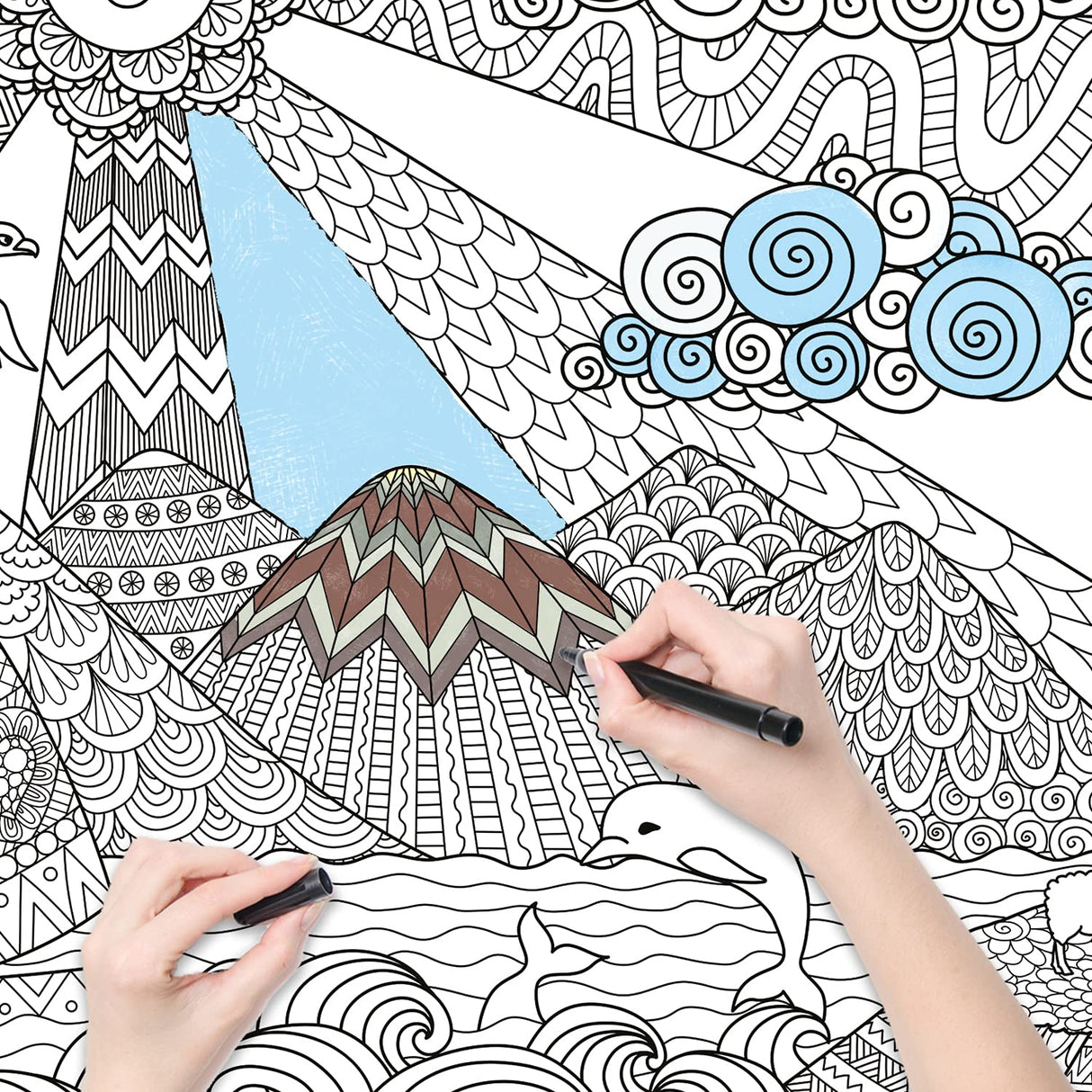 Dekali Designs Seascape Extra Large Coloring Poster for Adults - 35 x 52 Inches Giant Sized on Thick Premium Drawing Paper Dekali Designs