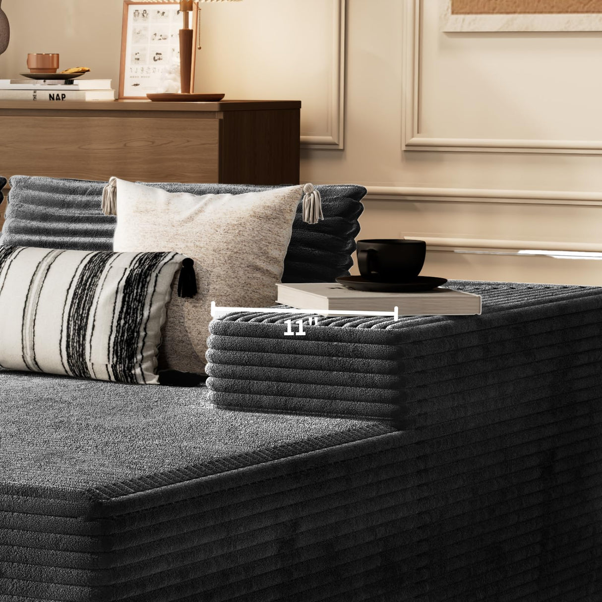 AreShark 105.5" Modular Sectional Sofa L-Shape, Modular Cloud Sofa with Deep Seat for Living Room Bedroom, Upholstered Couches No Assembly Required (Gray Right Facing Chaise) AreShark