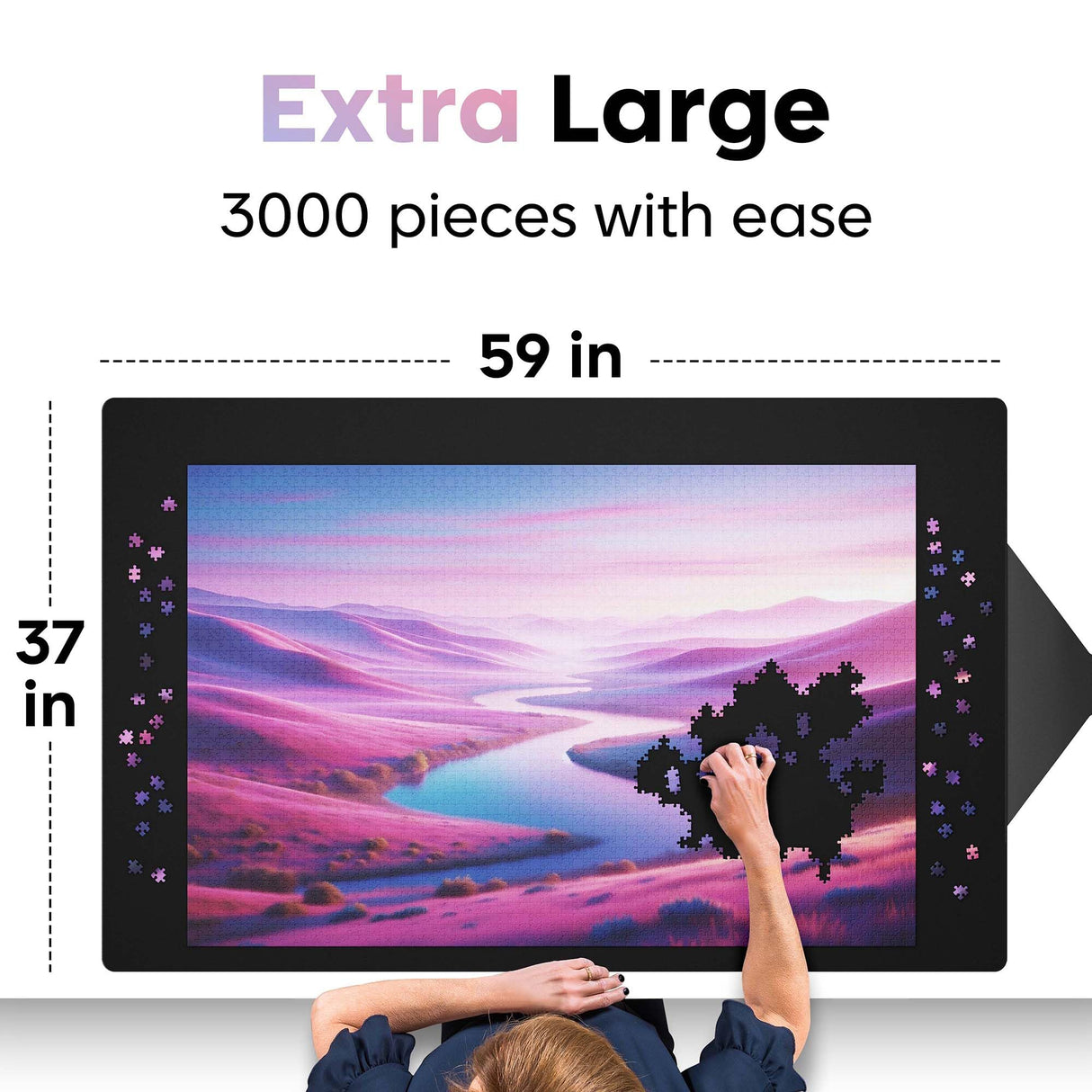 Puzzlup Puzzle Mat Rollup 3000 Pieces - 37 x 59 Inches - Portable Non Slip Jigsaw Puzzle Saver - Premium Large Puzzle Mat Suited for Puzzles of 2000 or 3000 Pieces Puzzlup