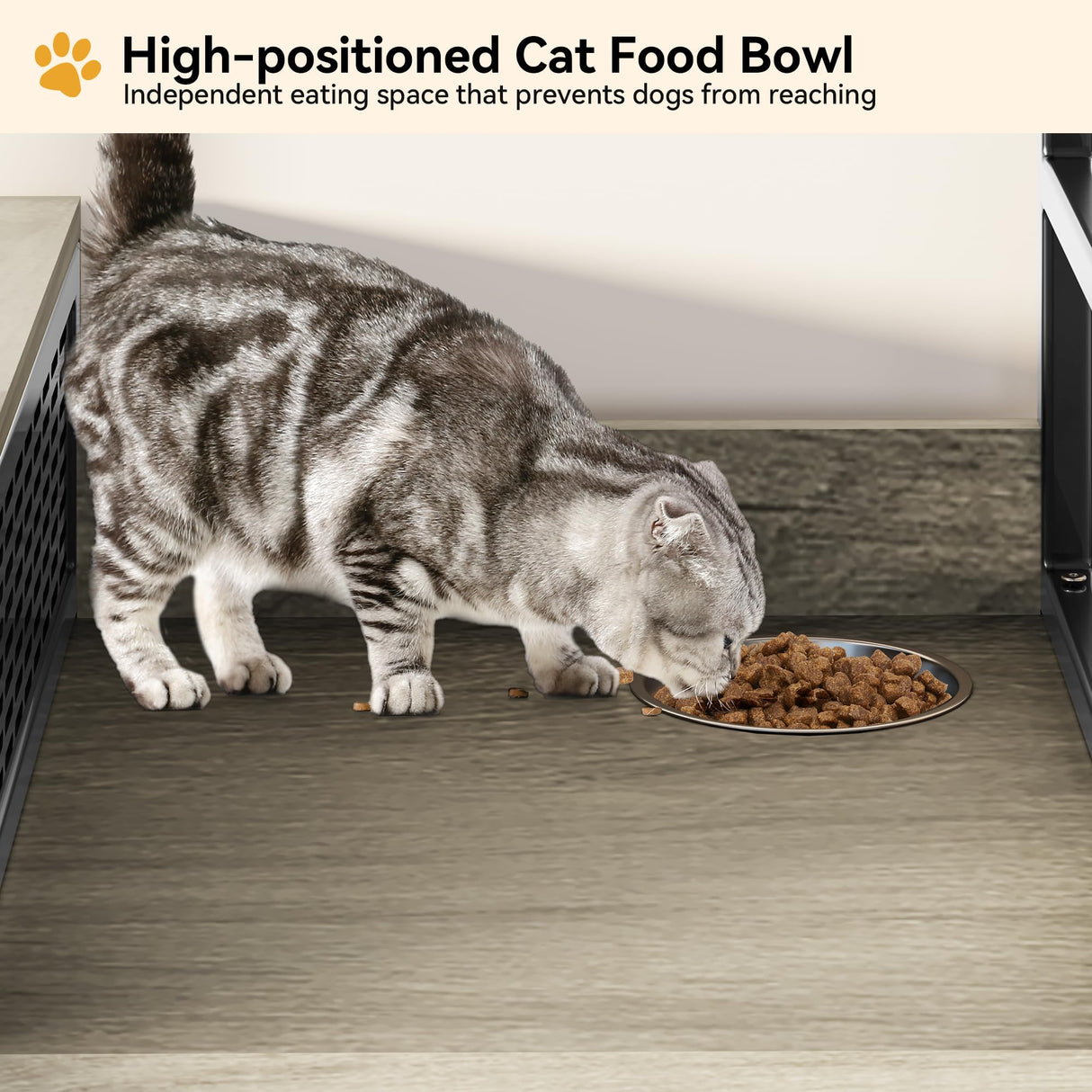 YITAHOME Cat Litter Box Enclosure with Shelves Storage, 54" Hidden Litter Box Furniture with Cat Bowl and Cat Litter Mat, Grey YITAHOME