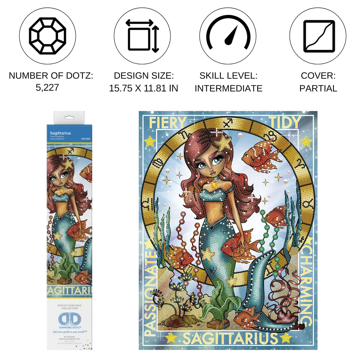 DIAMOND DOTZ Sagittarius Astrology Diamond Painting Kits for Adults - Diamond Art Kits a Relaxing Creative Craft Kit with Dotz Gems 15.8"x11.8" DIAMOND DOTZ