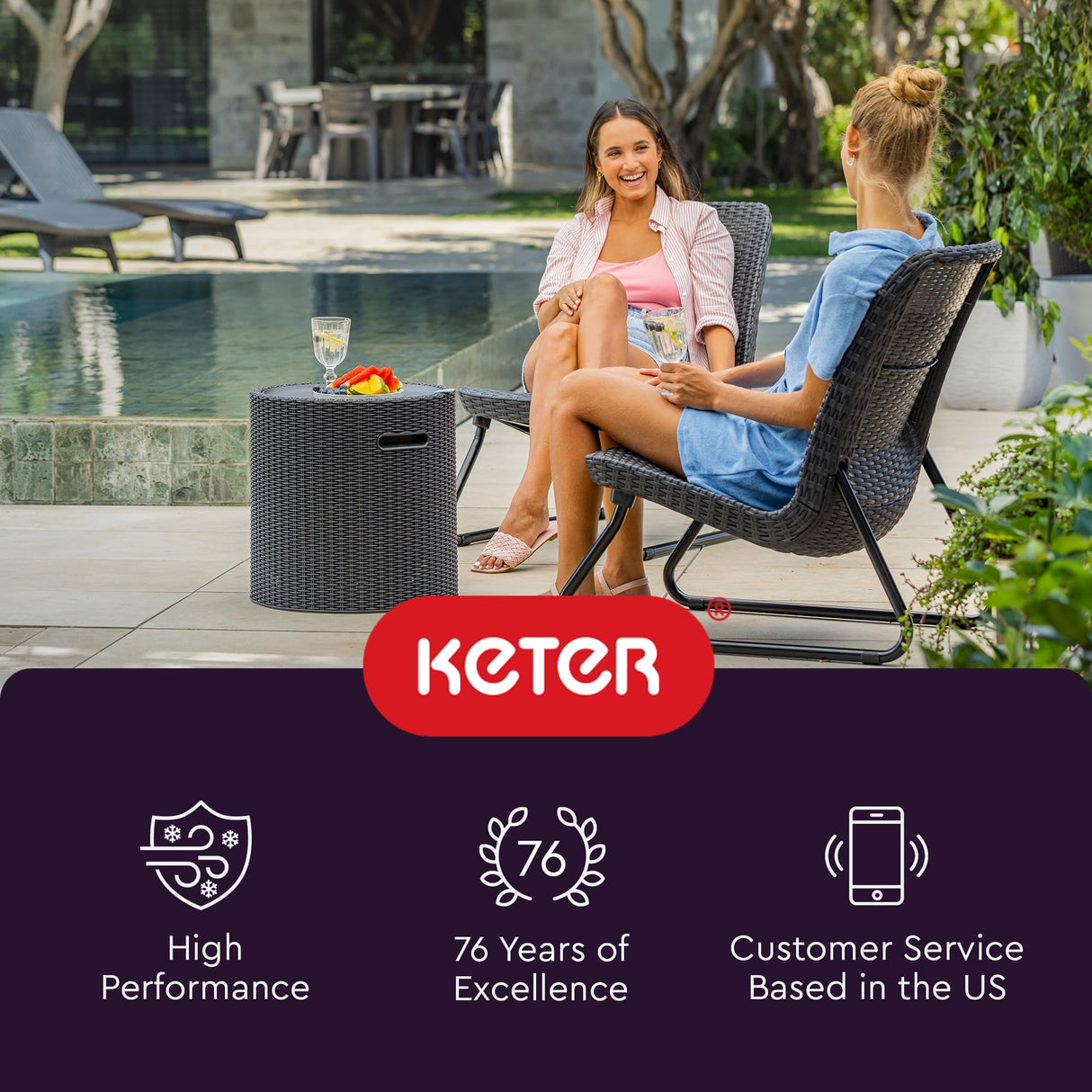 Keter Cool Side Table Cooler 3 in 1 Outdoor Patio Table and Ice Chest Storage, Ideal Hot Tub Table, Decor and Outdoor Patio Bar, Portable Bar, Graphite Keter