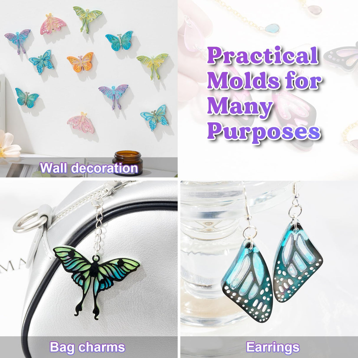 LET'S RESIN Resin Earring Molds, 2 Pcs Resin Molds Silicone with Butterfly Moth Wings Shapes, Silicone Molds for Resin Jewelry, DIY Art Craft LET'S RESIN