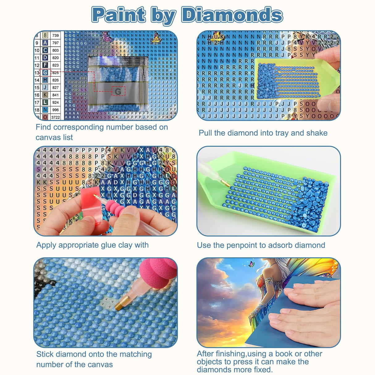 CEOVR Fairy Diamond Art Kits for Adults, 5D DIY Full Drill Diamond Painting Dots Gem Art, Adult Crafts Kits Arts and Crafts, Wall Decor for Home Office 12x16inch CEOVR