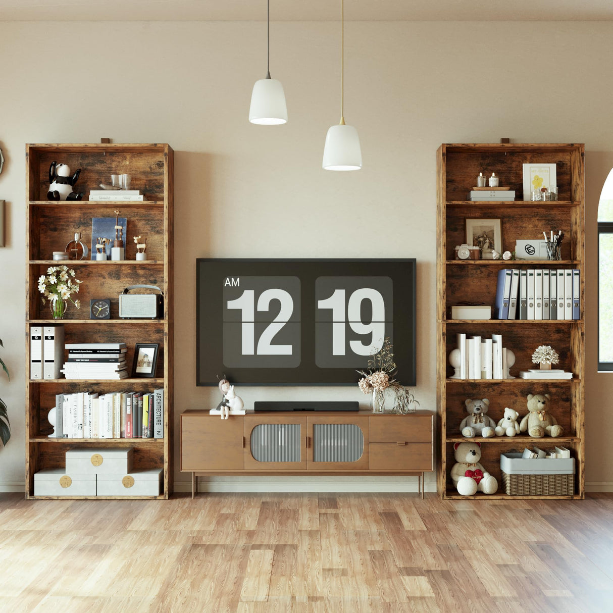 IRONCK Bookshelves and Bookcases Set of 2 Floor Standing 6 Tiers Display Storage Shelves 70 in Tall Bookcase Home Decor Furniture for Home Office, Living Room, Bed Room IRONCK