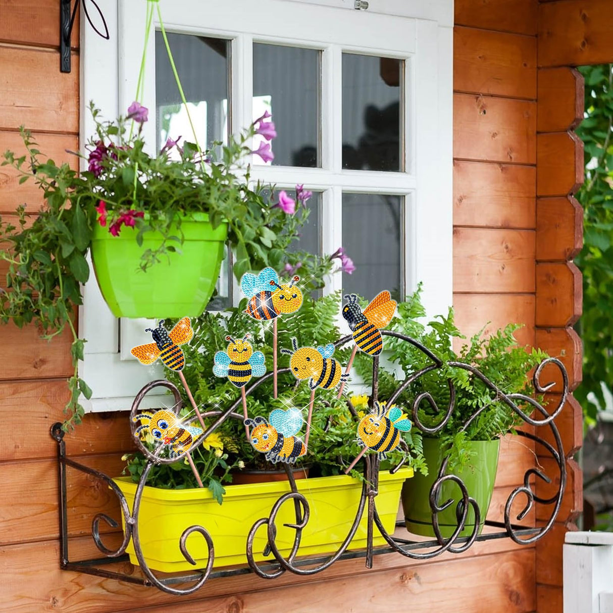 BSRESIN 8 Pcs Bee Diamond Painting Kits, Diamond Art Kits for Garden Decor, Bee Stakes Diamond Art Kits for Adults, Crafts for Adults BSRESIN