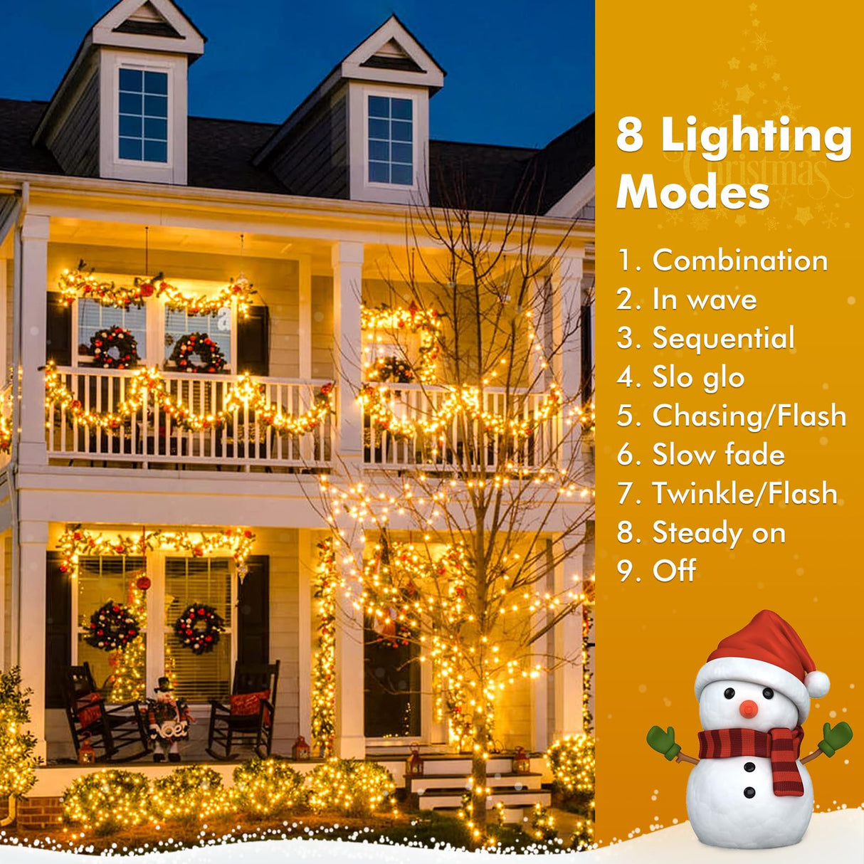 Quntis C Battery Operated Christmas Lights - 82FT 1000LED Ultra Bright Cluster Christmas Lights Outdoor Waterproof 8 Modes Christmas Tree String Lights with Timer for Wedding Party, Warm White Quntis