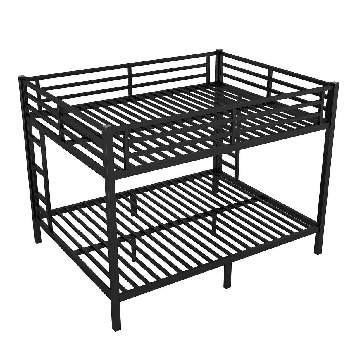 Metal Queen Over Queen Bunk Bed, Heavey Duty Bunk Bed Frame, Queen Bunk Bed for Adults Teens Boys Girls, Black Bellemave