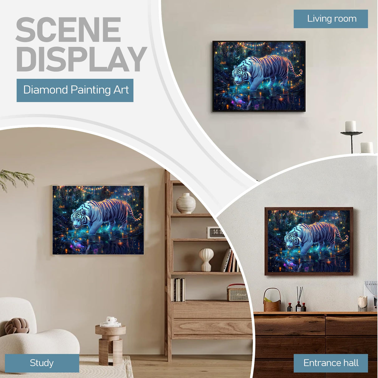 JOASURA Tiger Diamond Painting Kits for Adults,DIY Diamond Art Painting Round Full Drill 12x16in,5D Diamond Dots Art for Beginning Home Wall Decor JOASURA