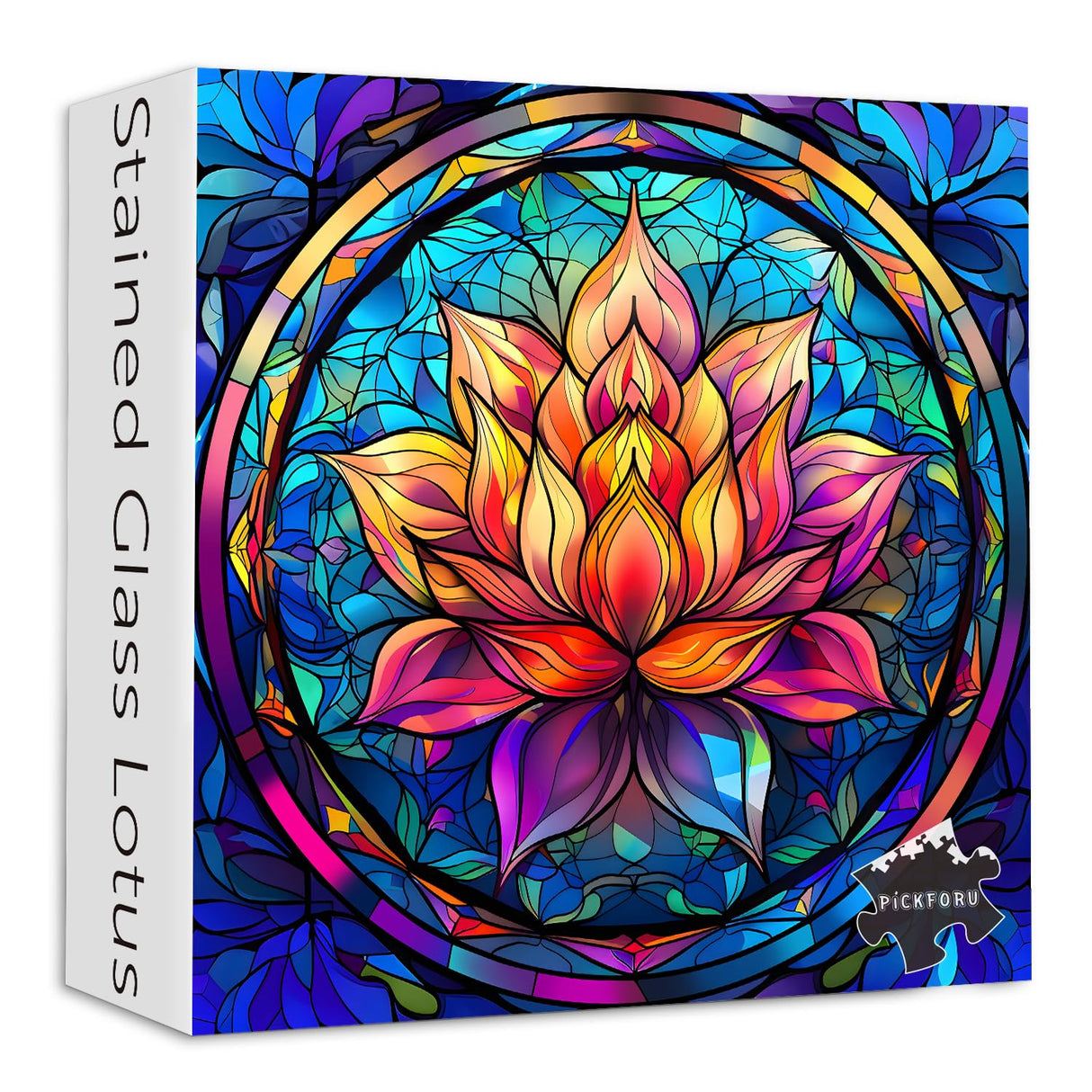 Stained Glass Puzzle for Adults 1000 Pieces, Lotus Flower Puzzles 1000 Pieces Art, Impossible Hard Challenging Puzzles, Colorful Stained Glass Jigsaw Puzzle Waterlily PICKFORU