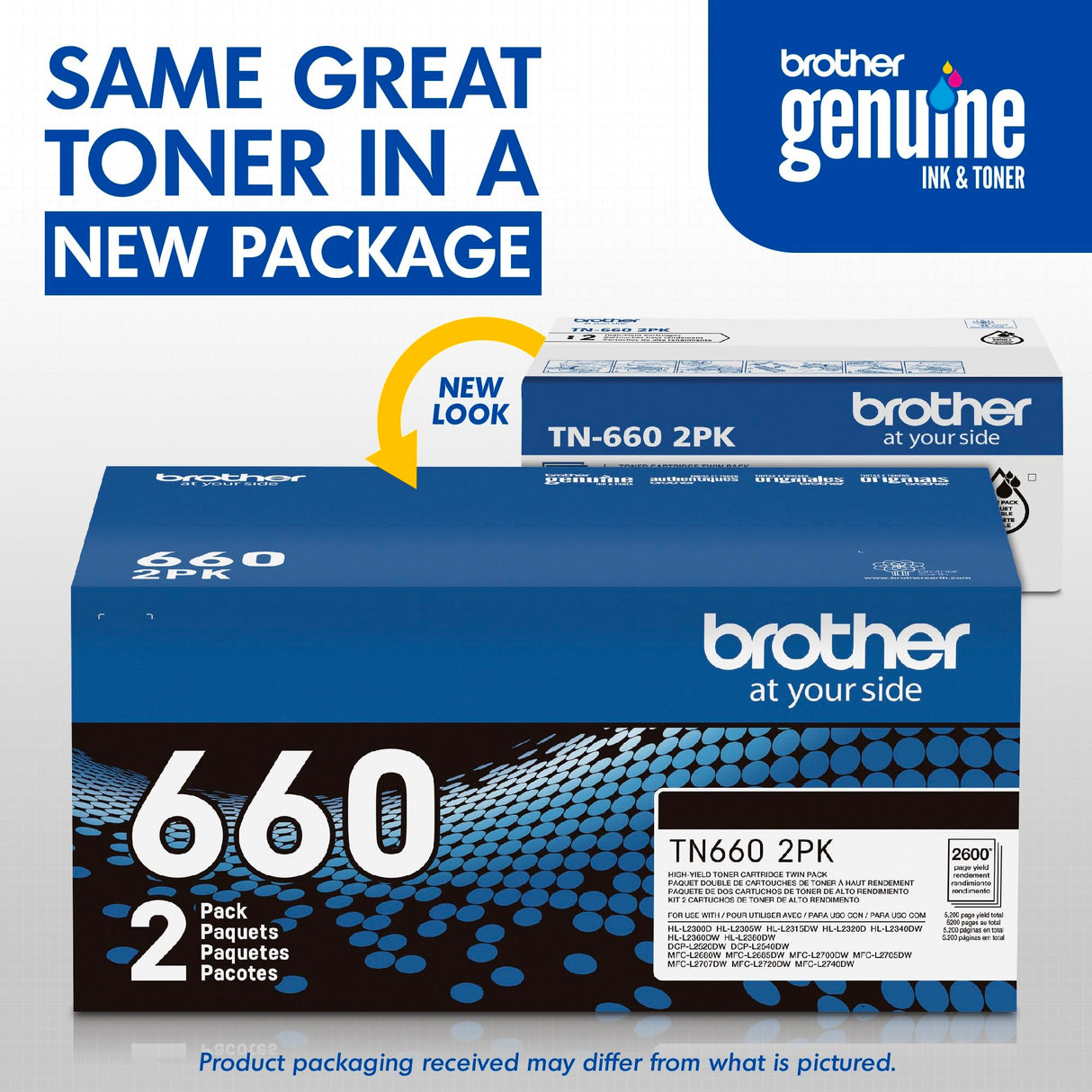 Brother Genuine High-Yield Black Toner Cartridge Twin Pack TN660 2PK (TN6602PK) Brother