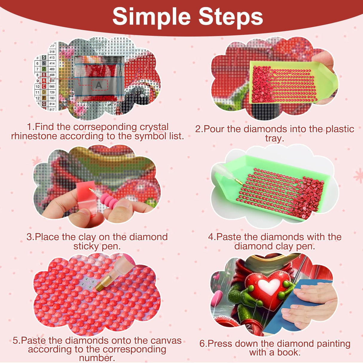 AIRDEA Diamond Paintings Kits for Adults,Frog Diamond Art Kits for Adults,12x16 Inch Love Heart and Flog,Gem Art Set Complete for Beginners AIRDEA