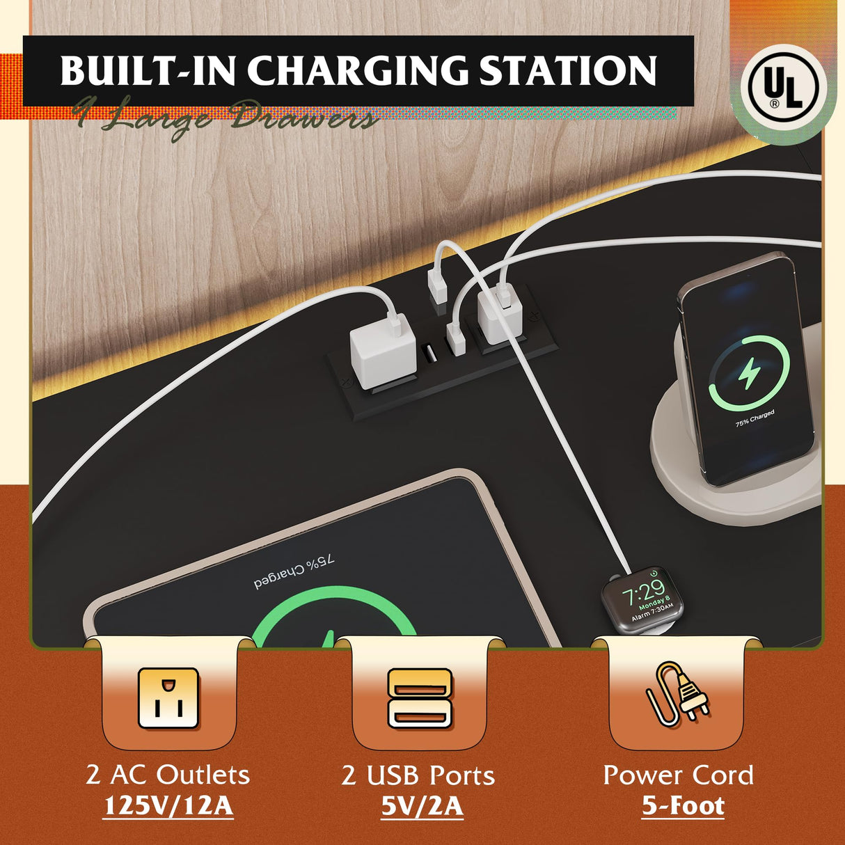 WLIVE 12 Drawer Dresser for Bedroom, Black Dresser TV Stand for 65, 70, 75 inch TV with Led Light & Charging Station, Wide Chest of Drawers with Open Shelves, Fabric Dressers for Closet, Living Room WLIVE