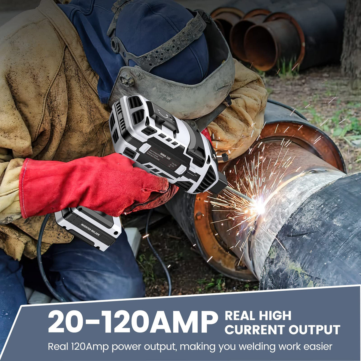 Faiuot Portable Welding Machine,110V Handheld Welder with IGBT Inverter 6 Variable Current Adjustment, Portable ARC Welder Gun Fits for 3/32"-1/8" Wire rods Electric Stick Welder Machine Kit (Grey) Faiuot