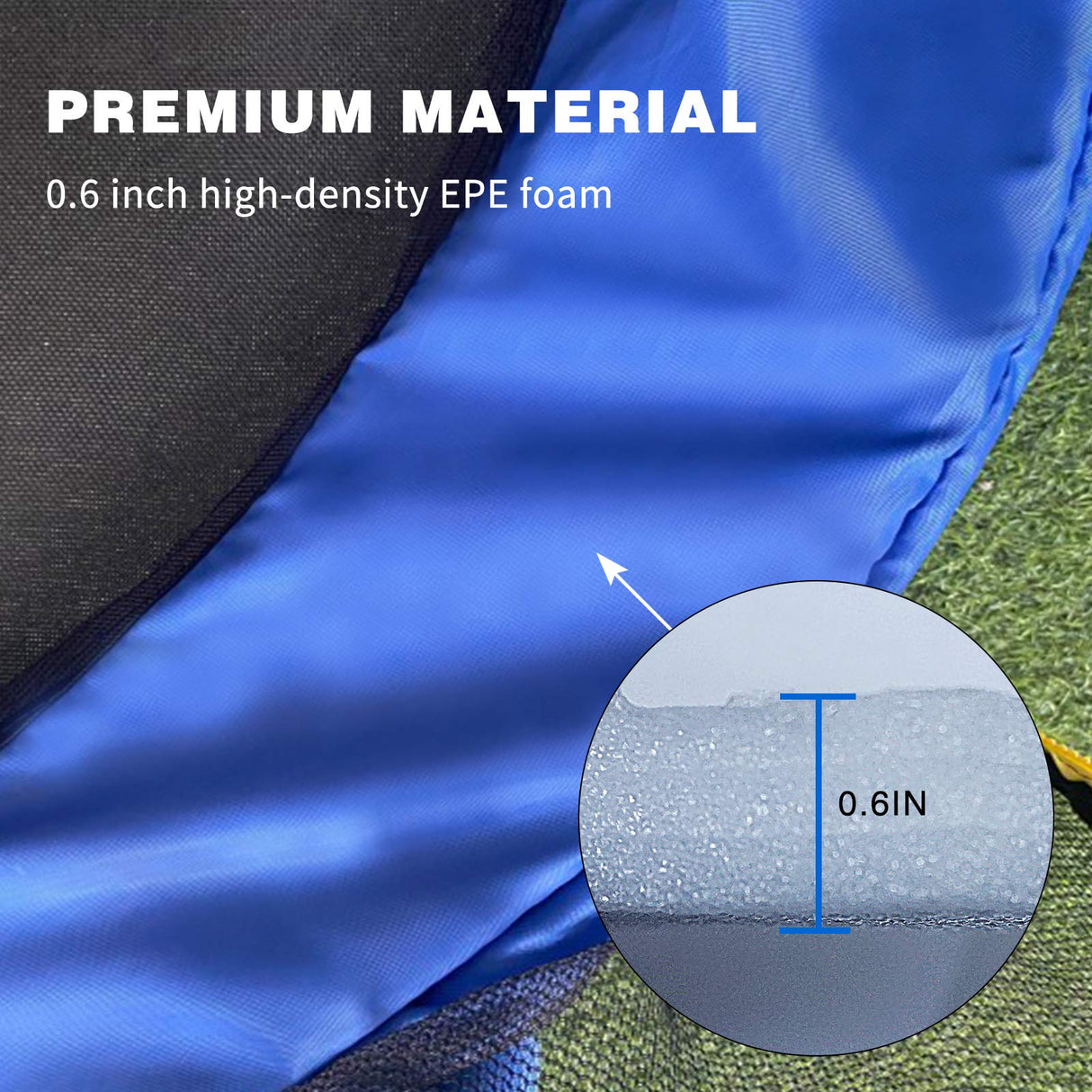 ACWARM HOME 12FT Trampoline Safety Pad Replacement Round Spring Protection Cover, Fits 12ft Frames, Water-Resistant Trampoline Accessories, No Holes for Poles (Blue, 12ft) ACWARM HOME