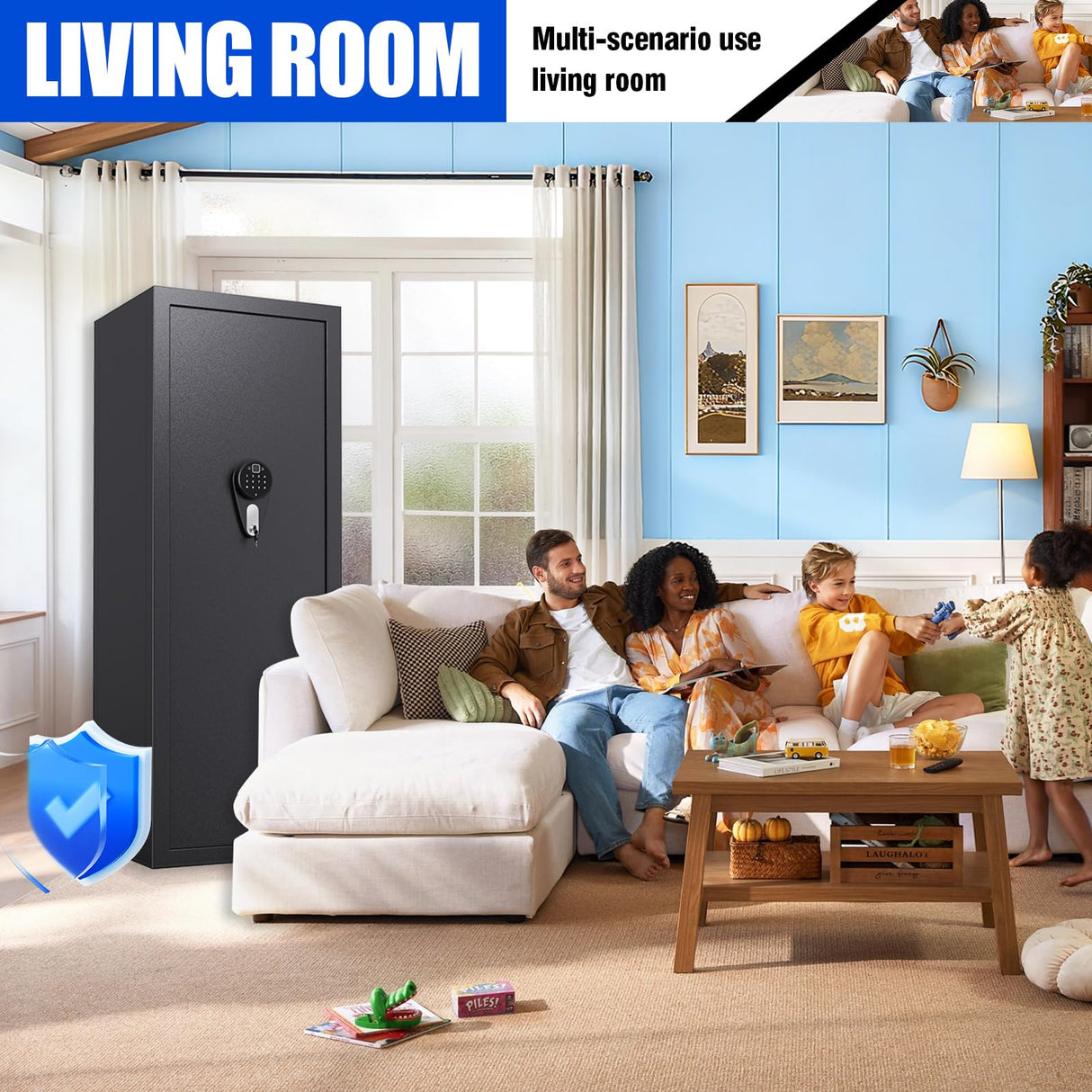 15-18 Gun Safe for Rifles and Pistols,Biometric Fingerprint Lock,Quick-access Biometric Gun Cabinet,Rifle Safe with Removable Shelf, Home Gun Locker Quick install (15.7" D x 17.7" W x 55" H) ZZXCBB