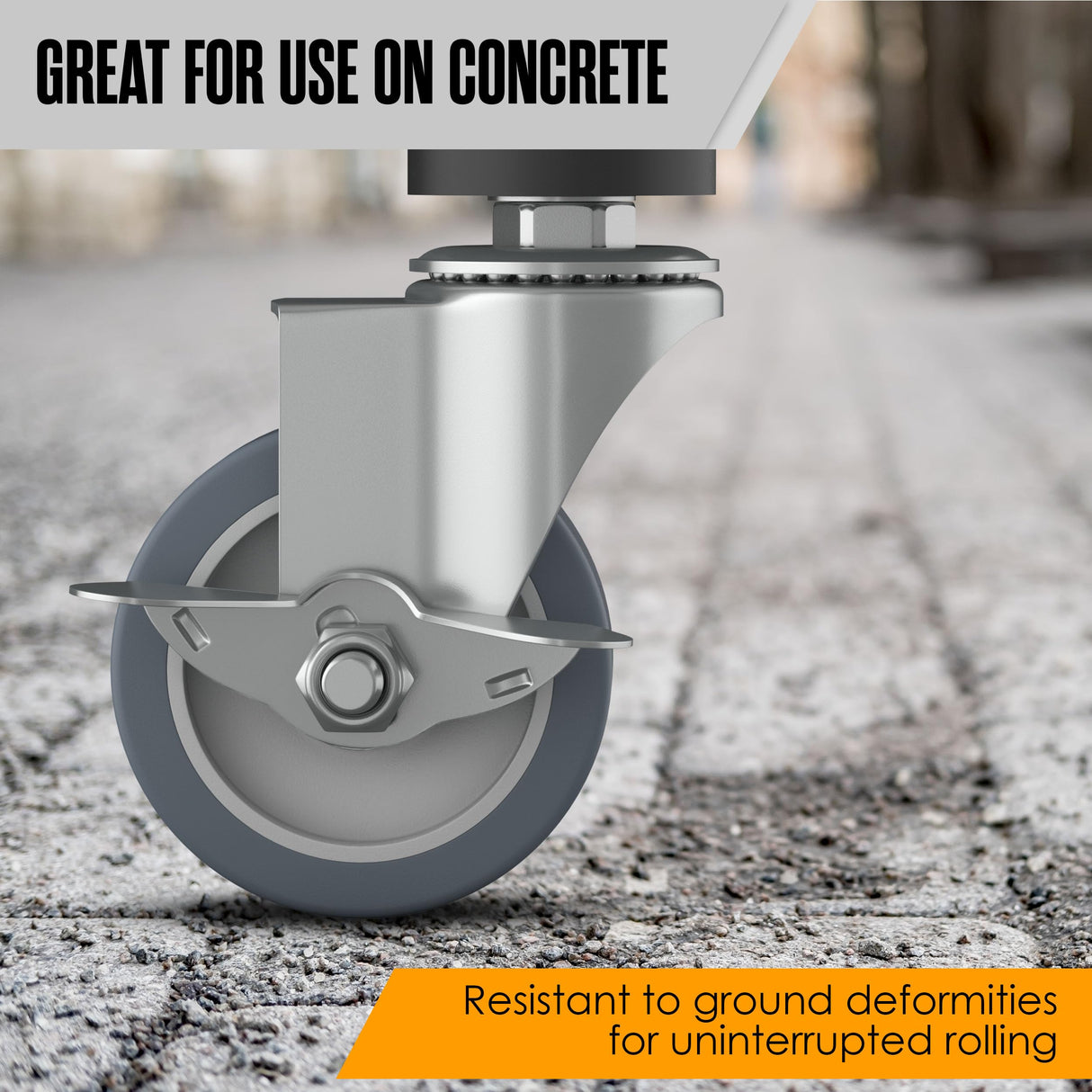 Caster Wheels, Casters, Casters Set Of 4, Stem Casters, 3 Inch Casters, Locking Casters, Castor Wheels, Rubber Casters, Wheels for Wire Shelving Racks, Casters for Wire Shelving, Heavy Duty 3/8-16x1.5 Houseables