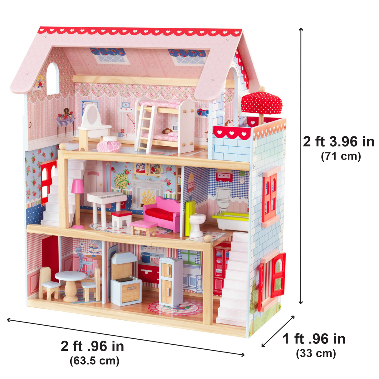 KidKraft Chelsea Doll Cottage Wooden Dollhouse with 16 Accessories, Working Shutters, for 5-Inch Dolls KidKraft