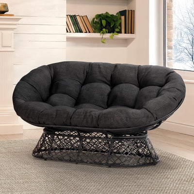 Bme Double Papasan Chair, 600lbs Capacity, Ergonomic Design, Soft Thick Fabric Cushion, Bee-Designed Frame, Durable Steel, 60", Black - Black Base