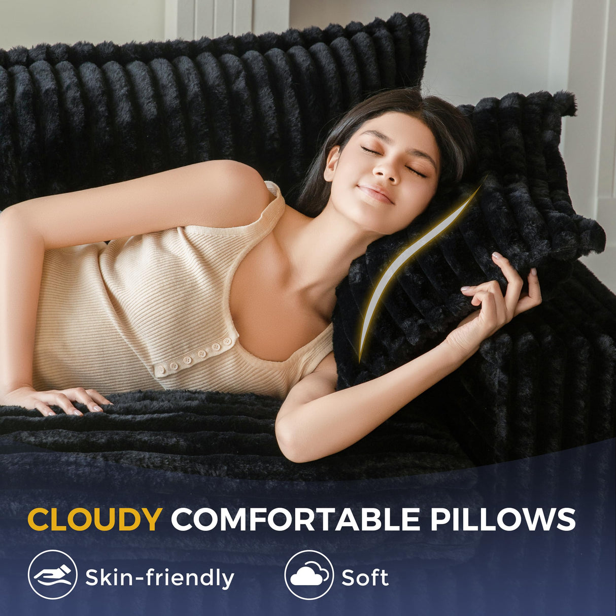 MAXYOYO Bean Bag Chair for Living Room, Upholstered Loveseat Sofa Couch with Deep Seating, Wide Armrests Boneless Couch Sofa in a Box for Bedroom Office Apartment, No Assembly, Black MAXYOYO