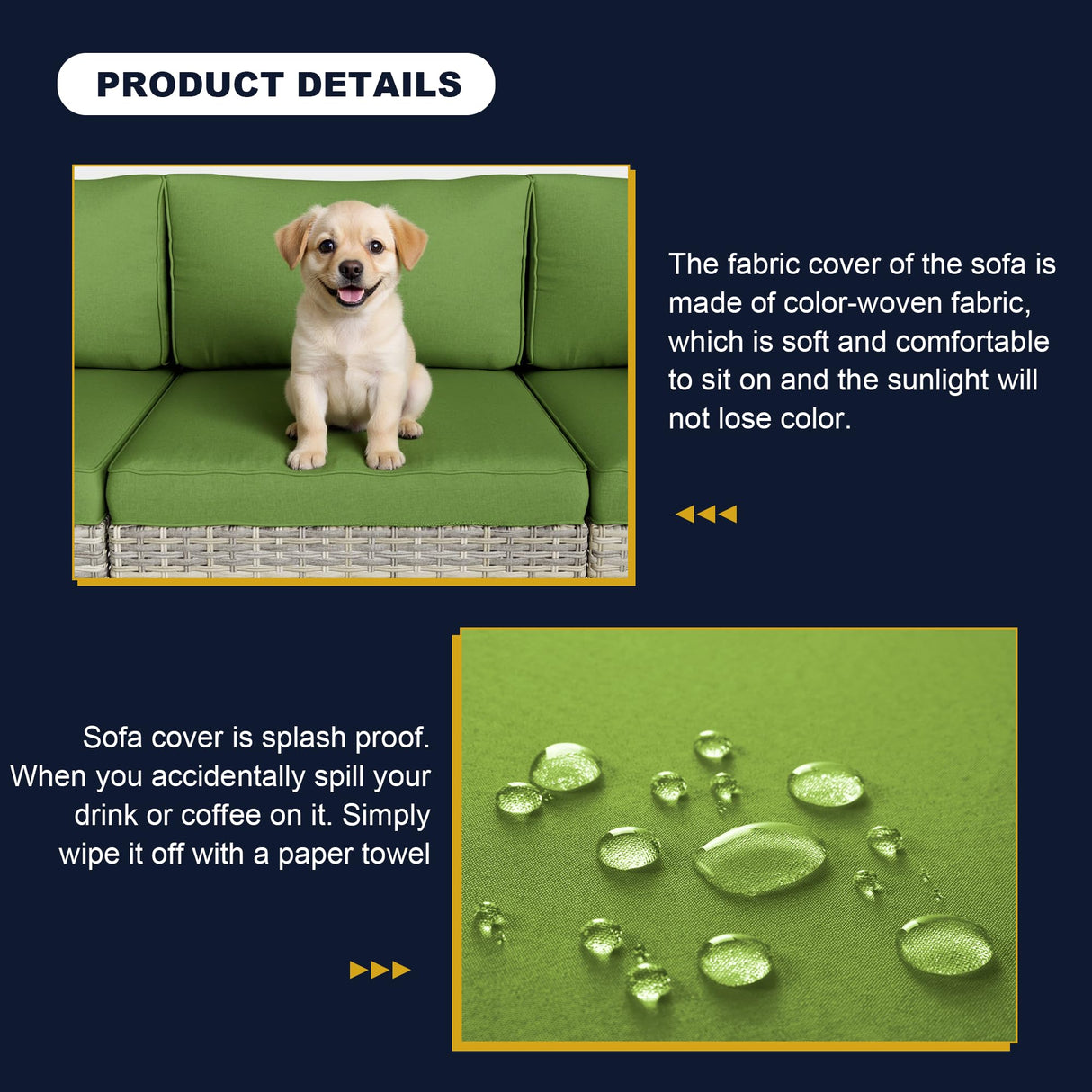 Muphyers 7-Piece Outdoor Patio Furniture Set, PE Wicker Rattan Sectional Sofa Conversation Set with Tempered Glass Table & Thick Cushions - All-Weather Garden, Backyard Furniture, Avocado Green Muphyers